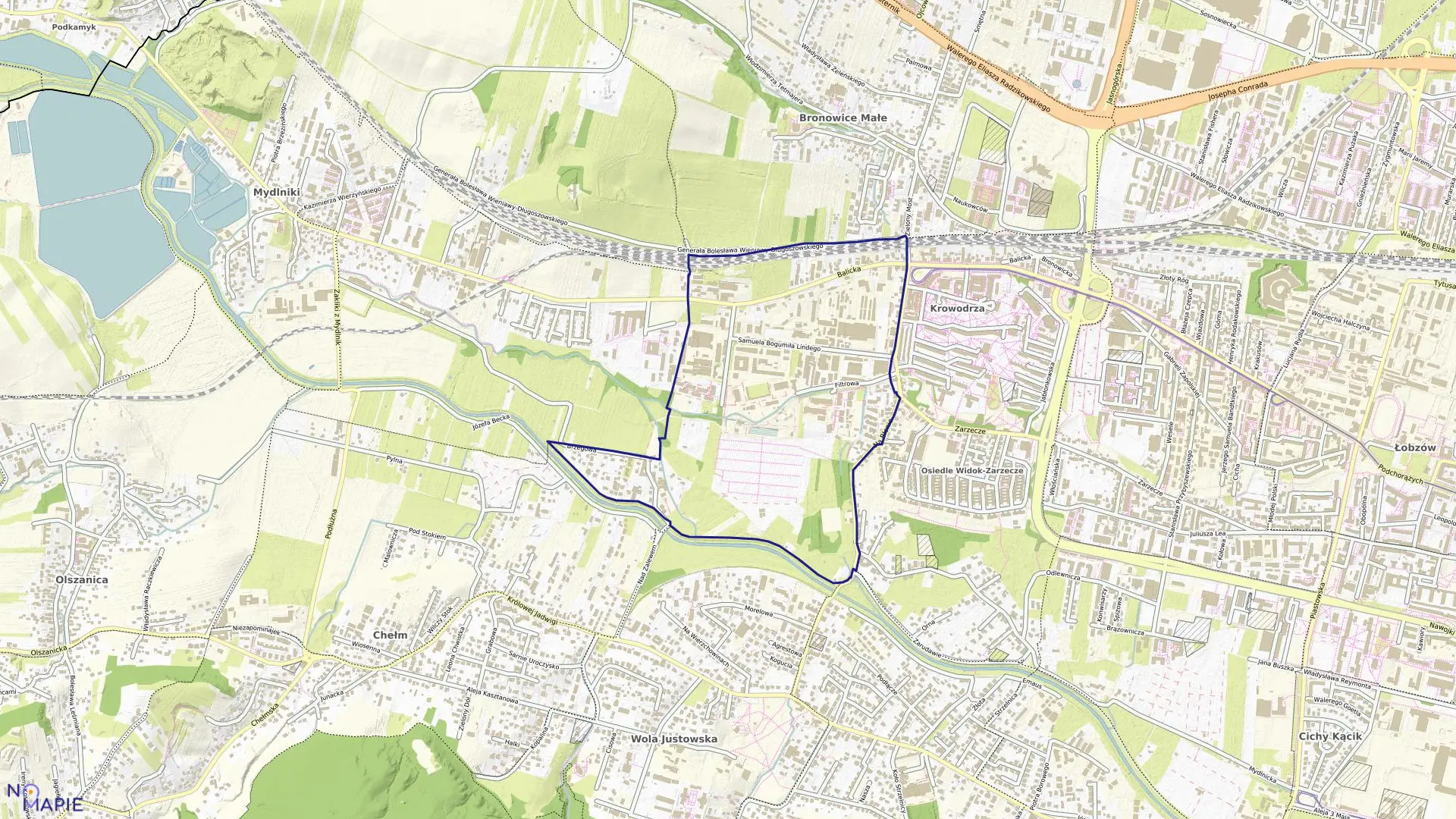 Mapa obrębu K-1 w mieście Kraków