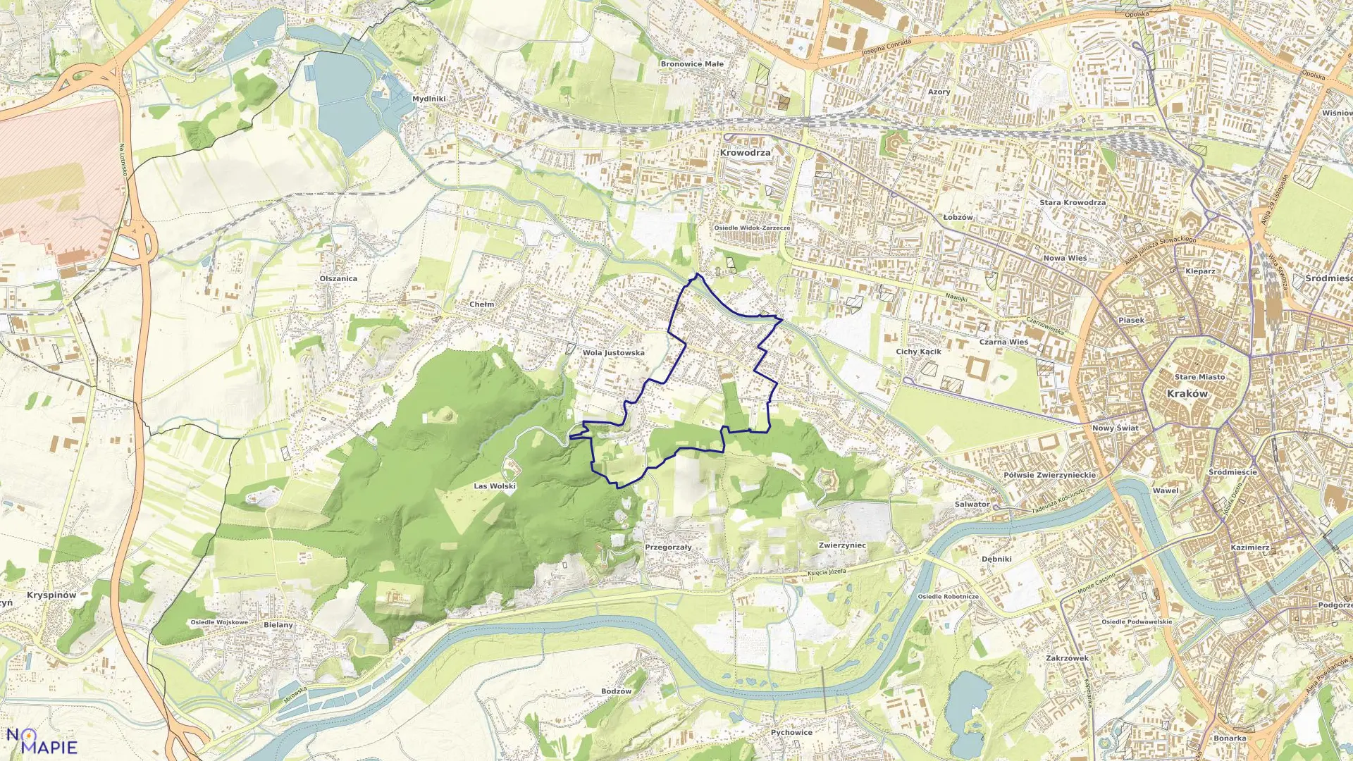 Mapa obrębu K-10 w mieście Kraków