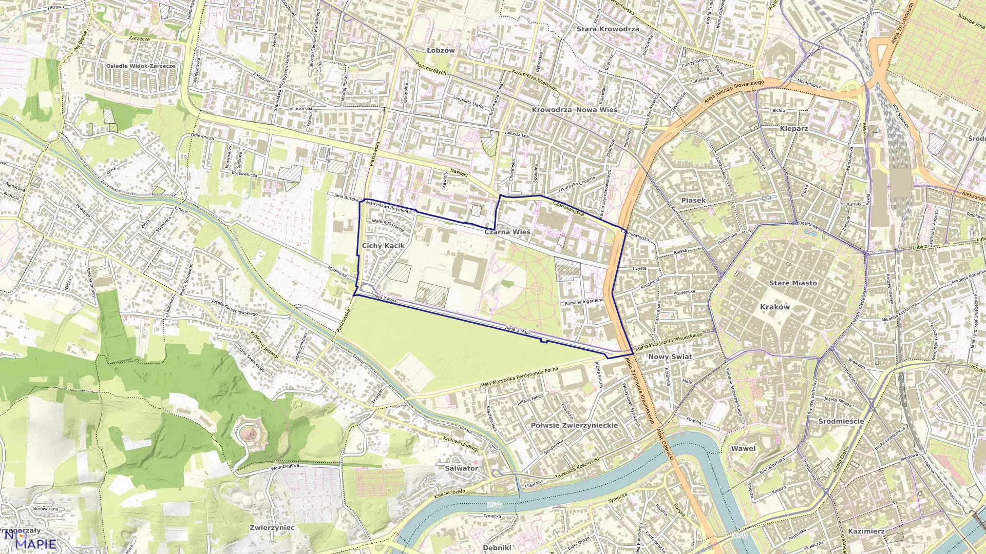 Mapa obrębu K-12 w mieście Kraków