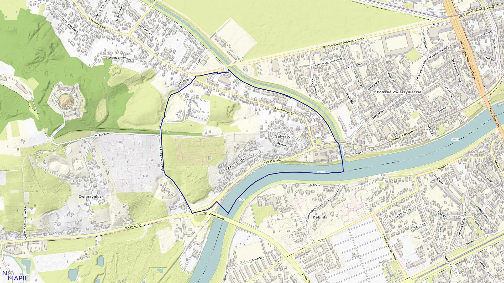 Mapa obrębu K-13 w mieście Kraków