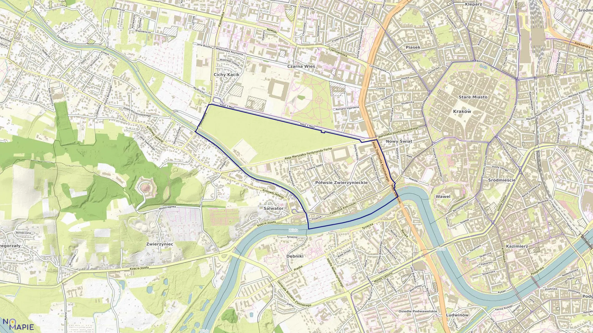 Mapa obrębu K-14 w mieście Kraków