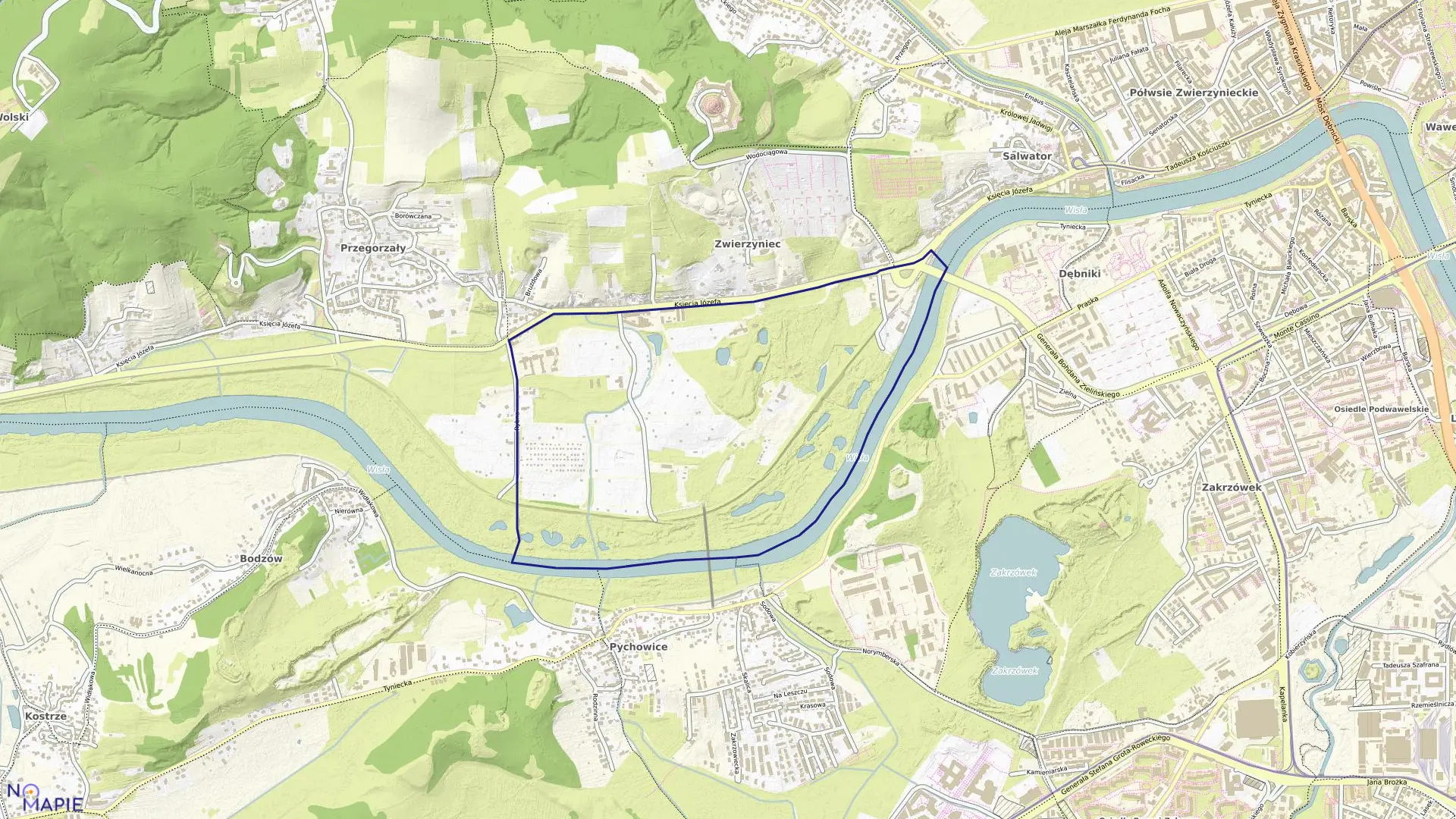 Mapa obrębu K-15 w mieście Kraków