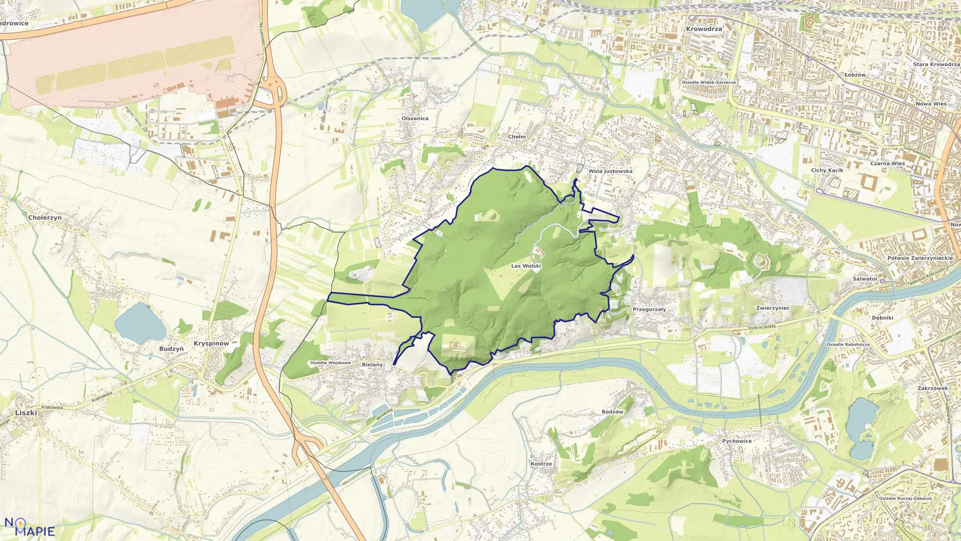 Mapa obrębu K-18 w mieście Kraków