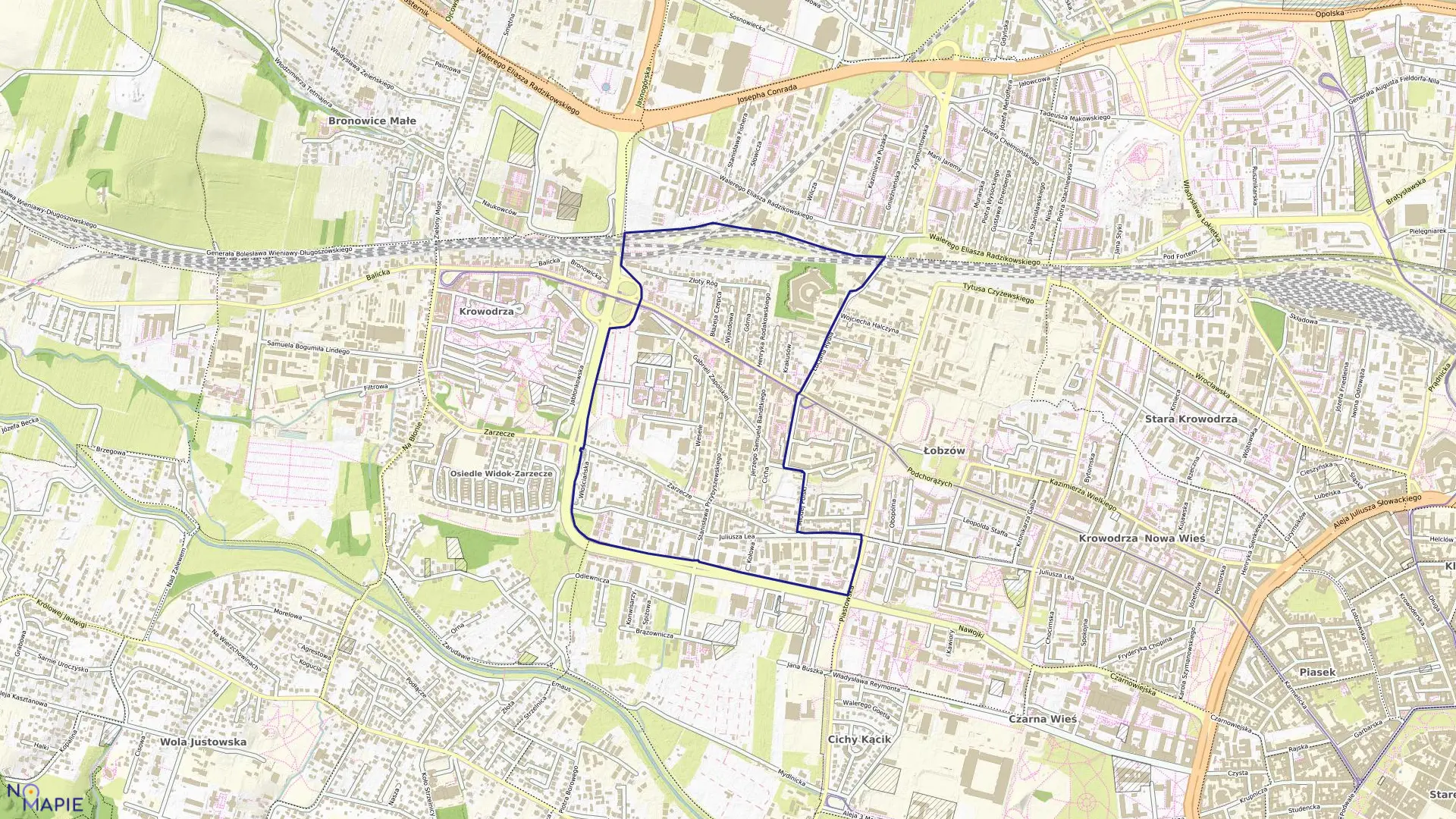 Mapa obrębu K-2 w mieście Kraków