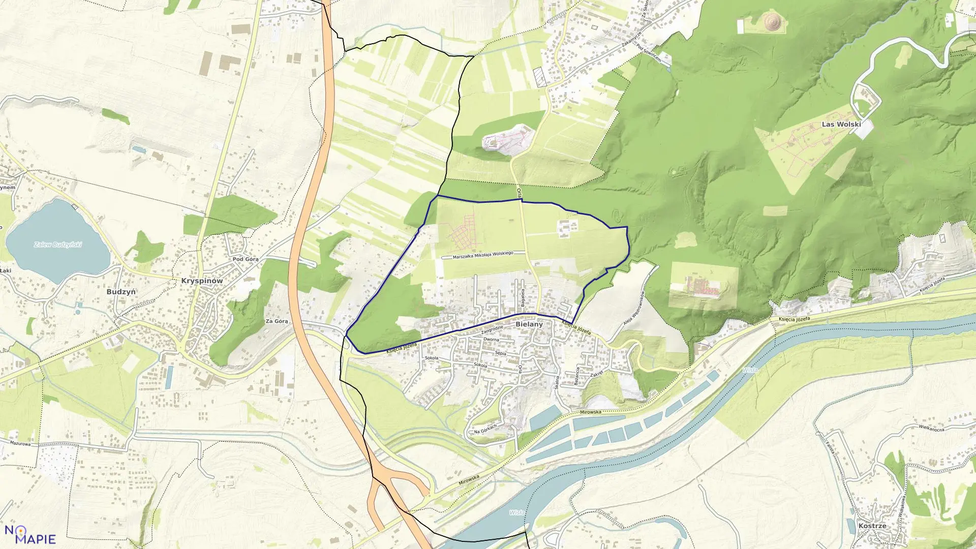 Mapa obrębu K-20 w mieście Kraków