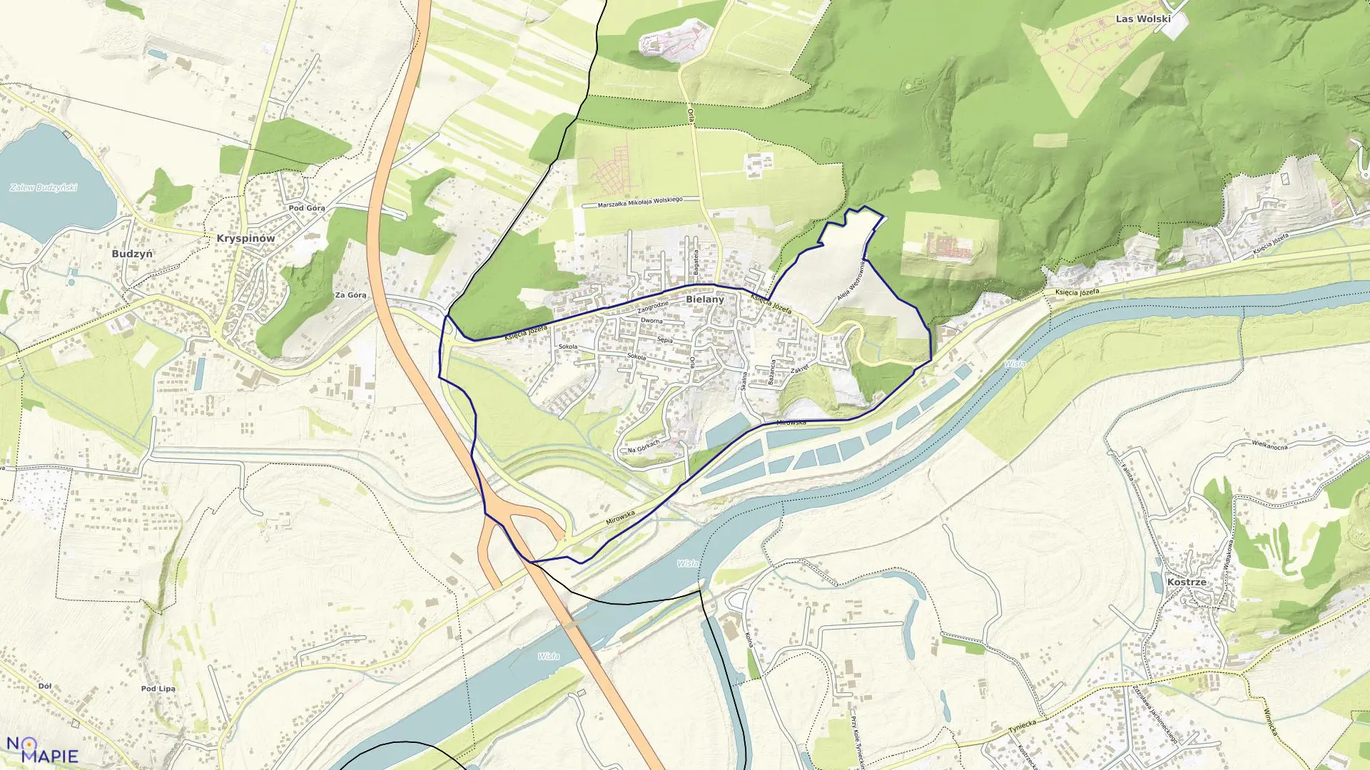 Mapa obrębu K-21 w mieście Kraków