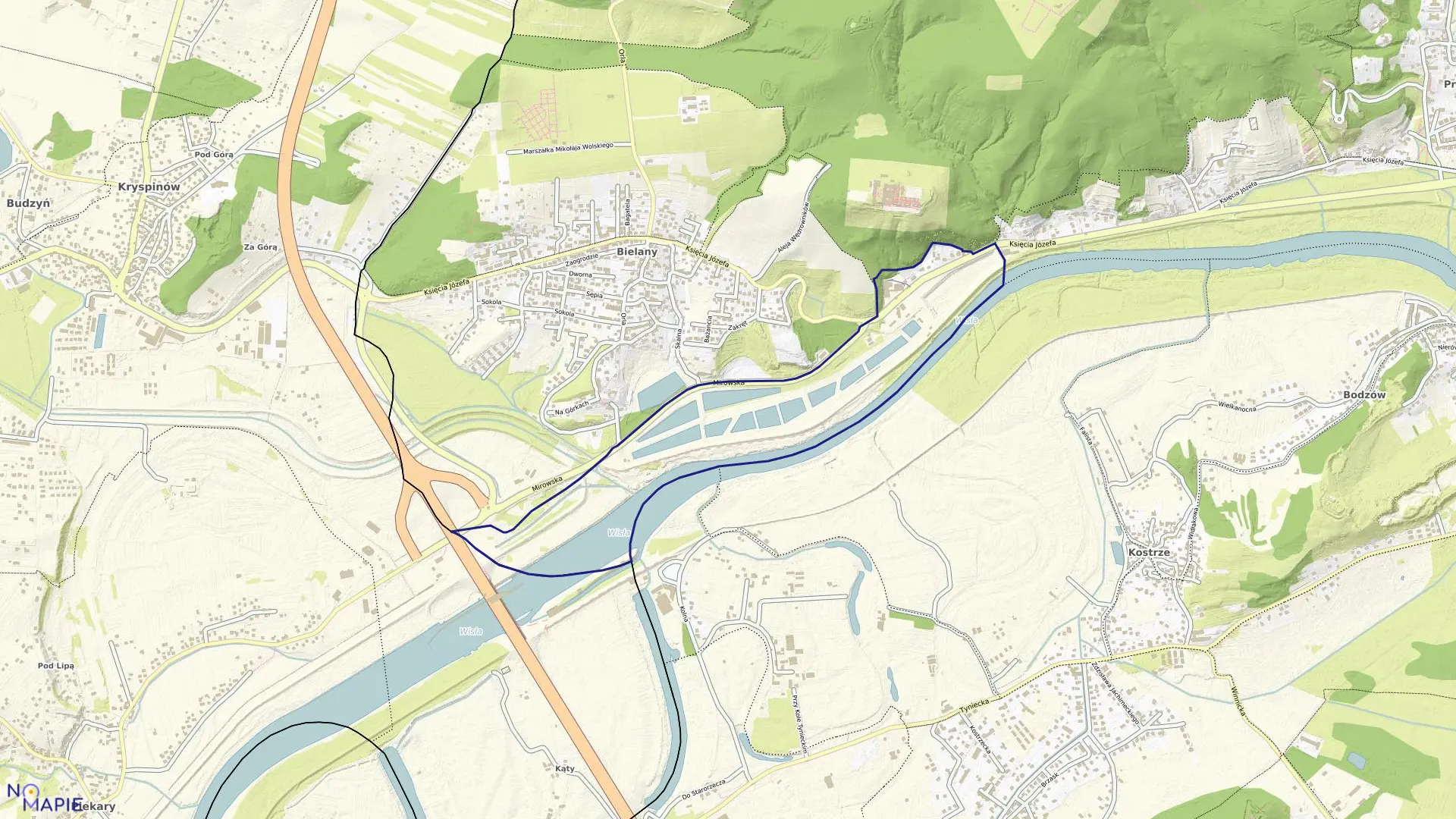 Mapa obrębu K-22 w mieście Kraków