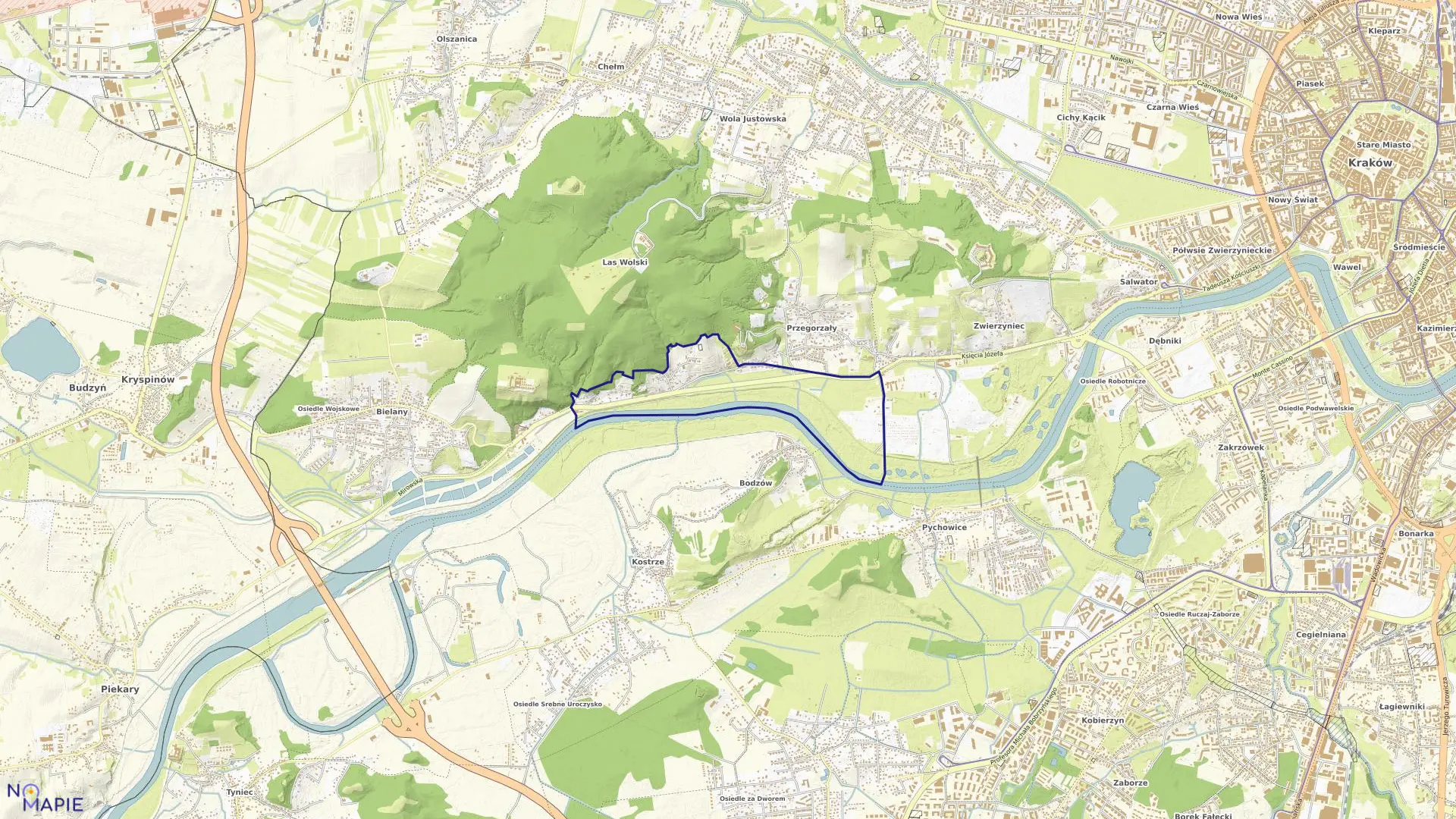 Mapa obrębu K-23 w mieście Kraków