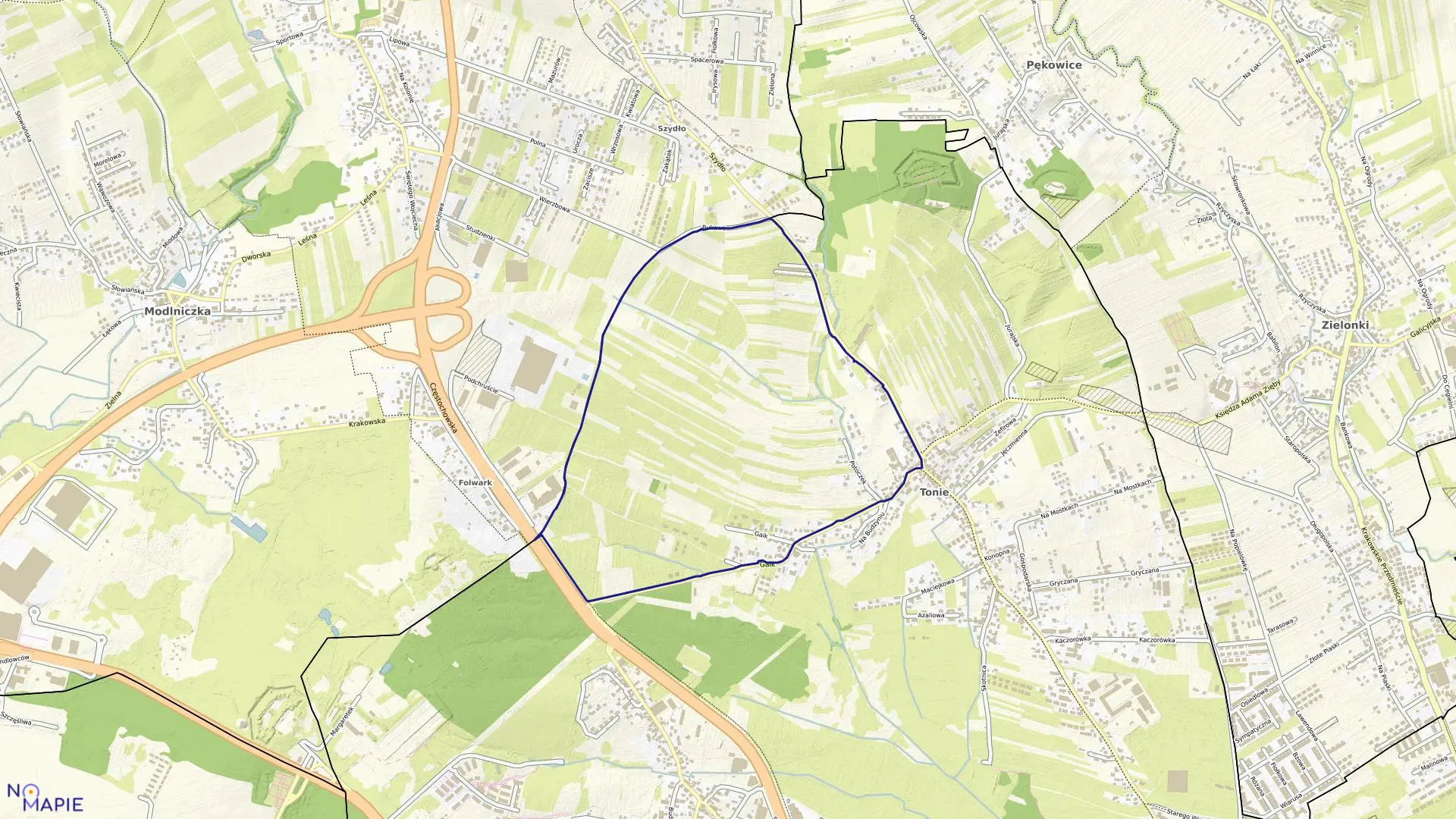 Mapa obrębu K-24 w mieście Kraków