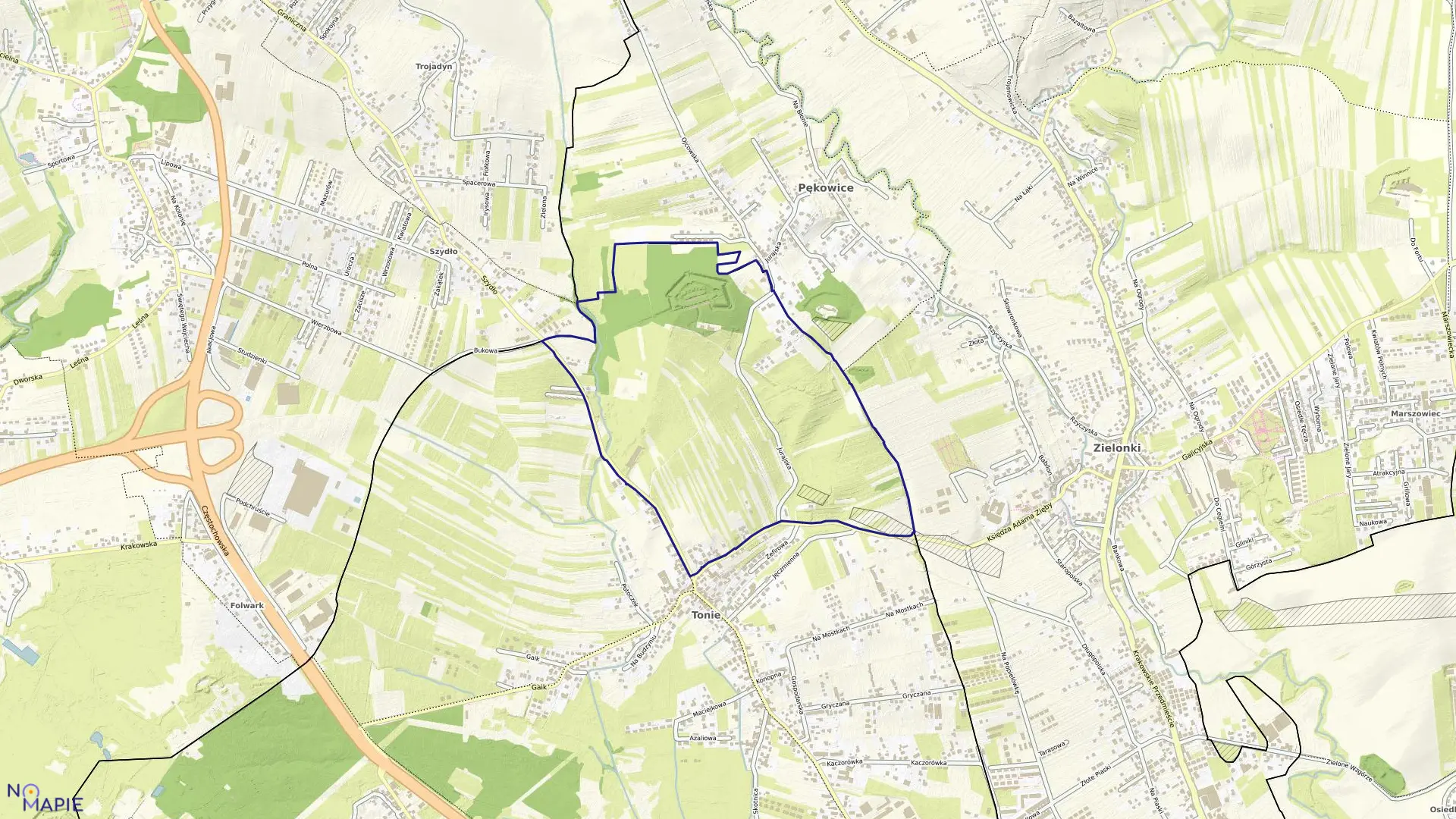 Mapa obrębu K-25 w mieście Kraków