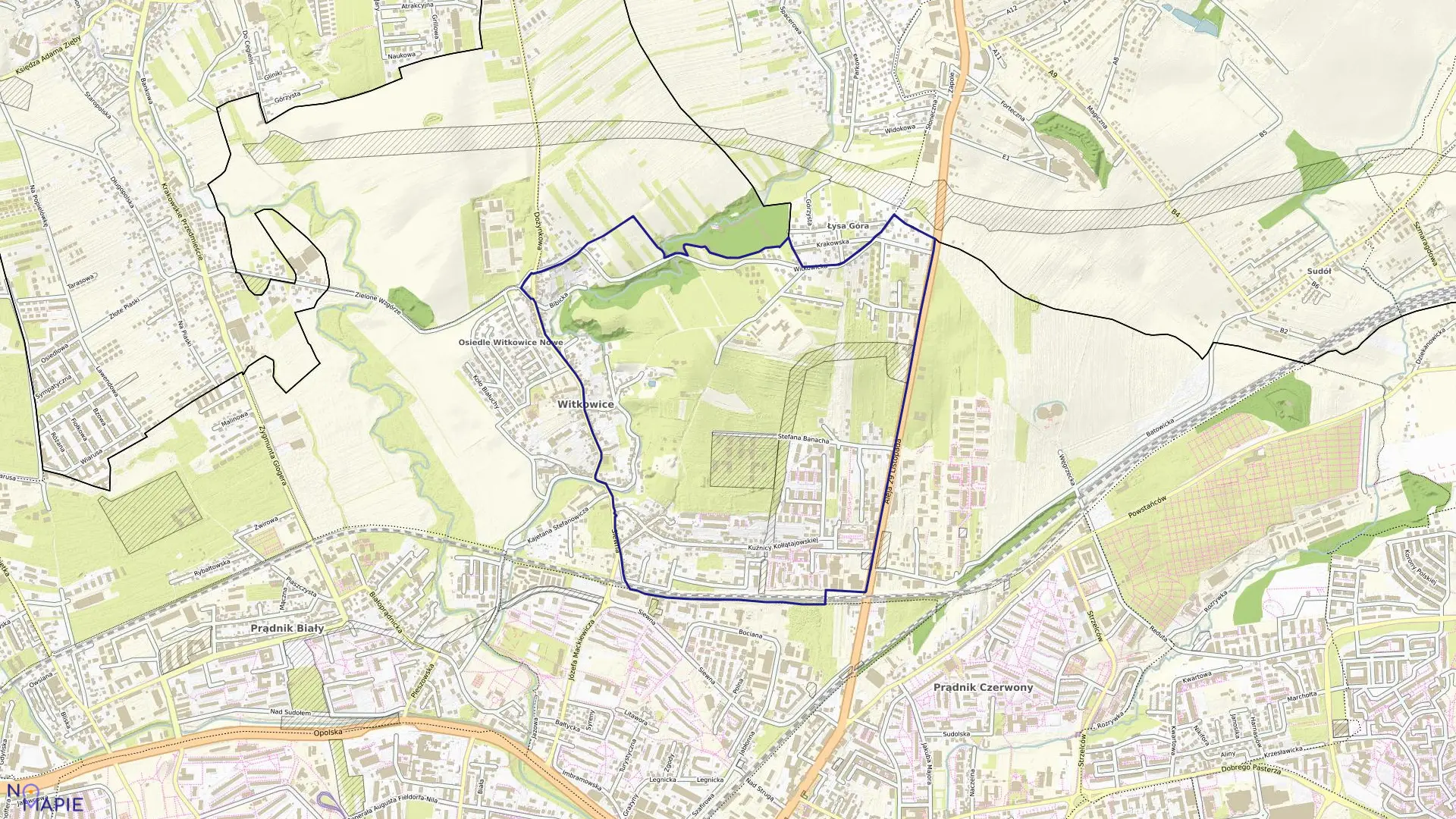 Mapa obrębu K-29 w mieście Kraków