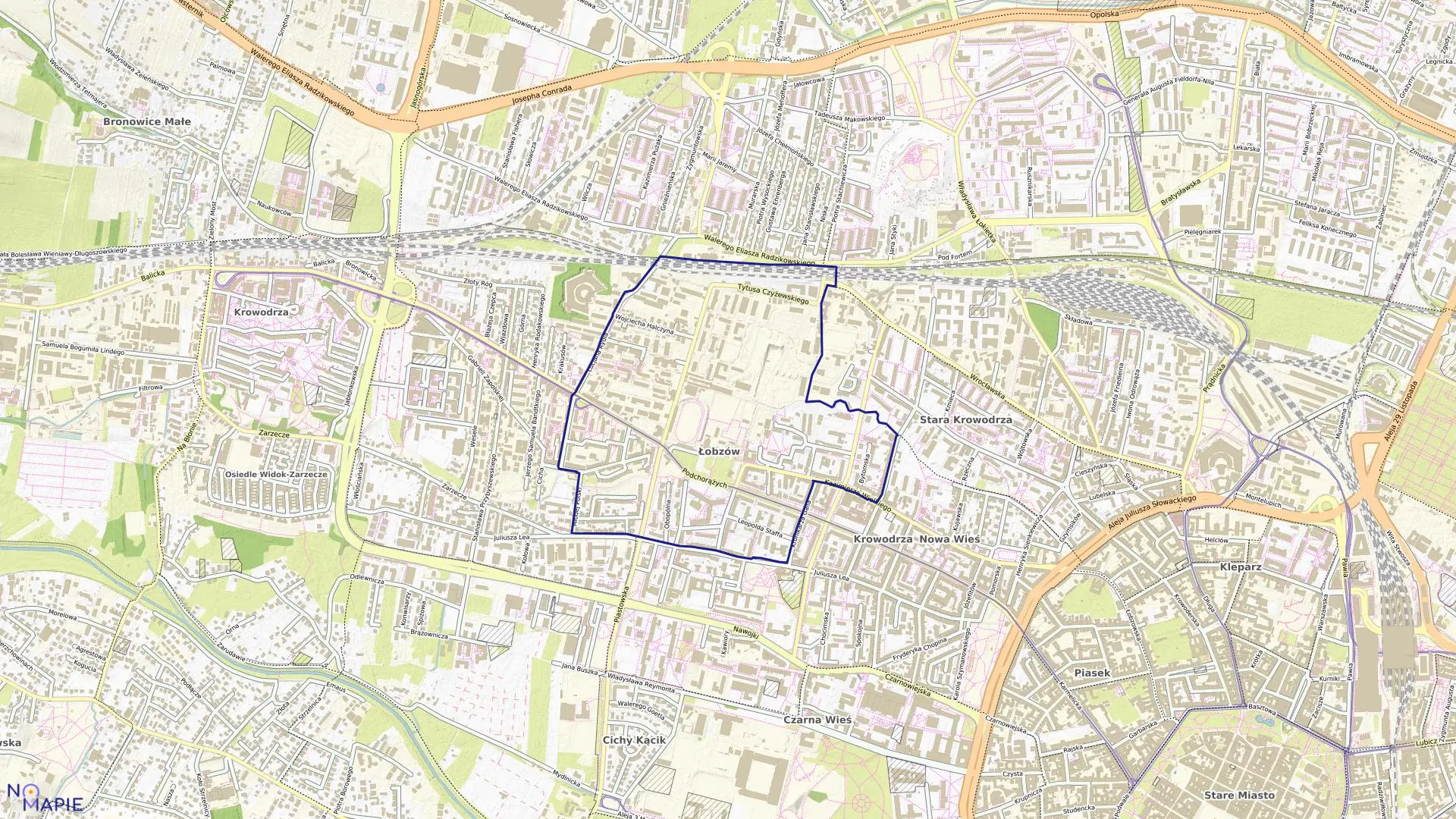 Mapa obrębu K-3 w mieście Kraków