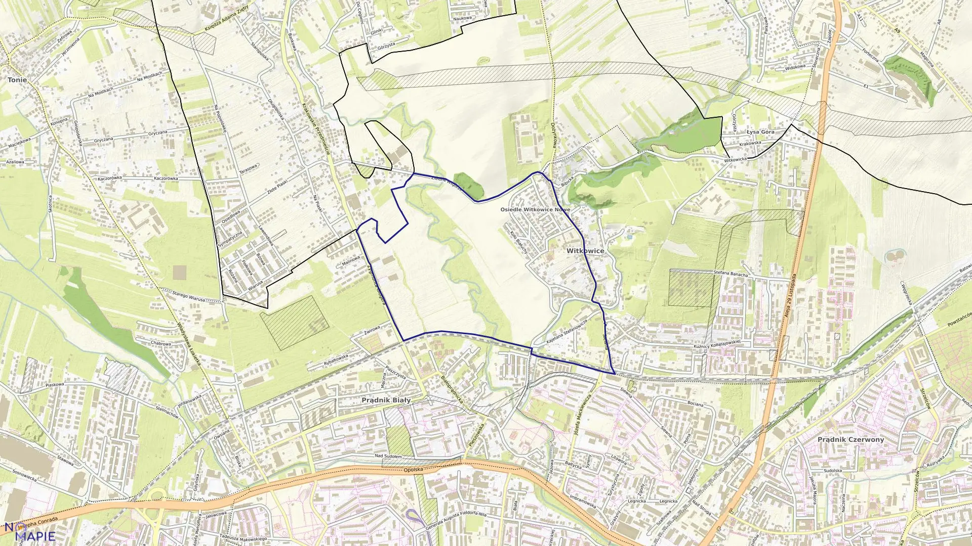 Mapa obrębu K-30 w mieście Kraków