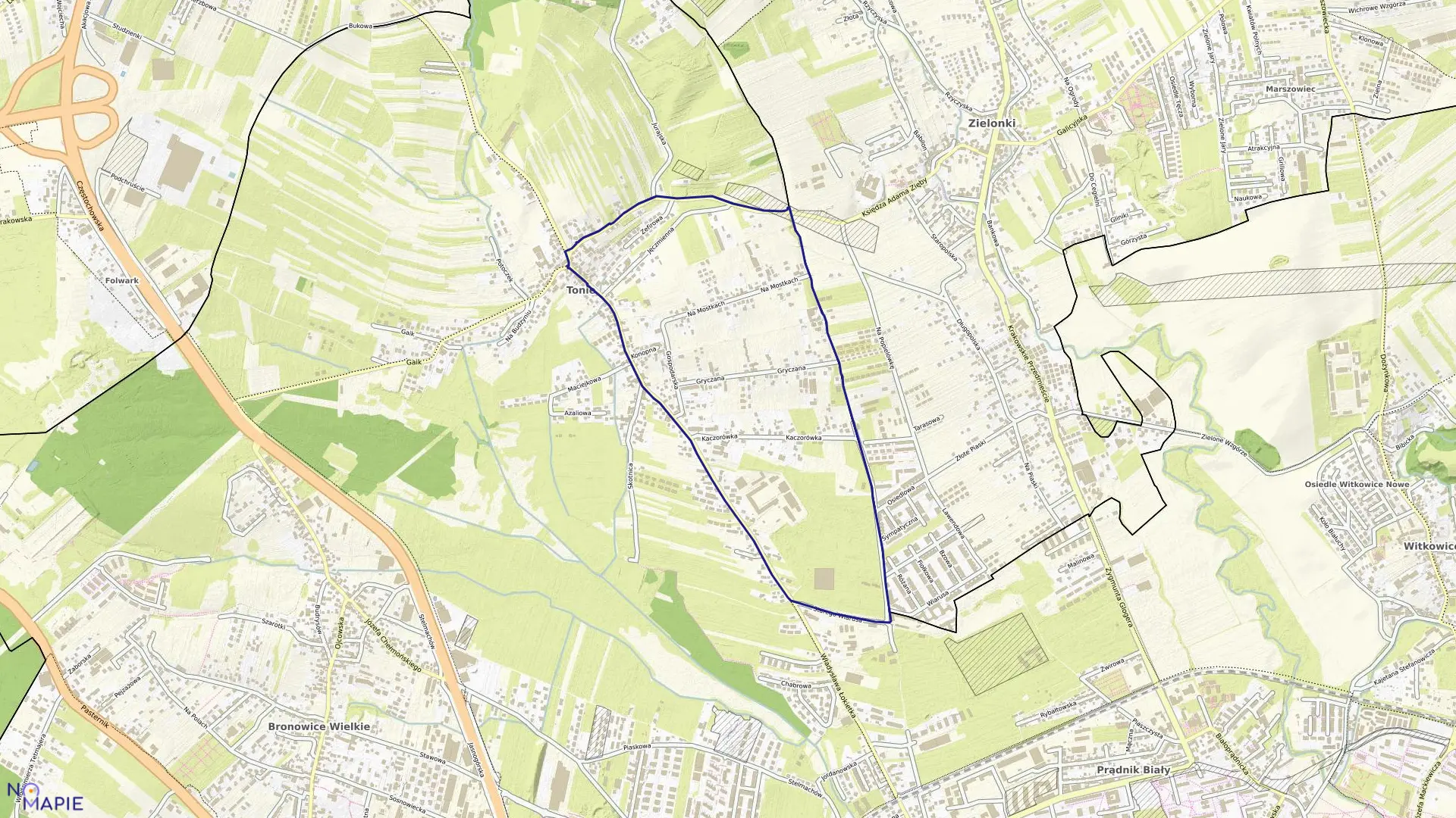 Mapa obrębu K-32 w mieście Kraków