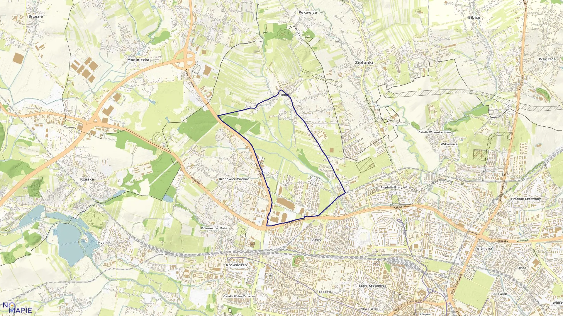 Mapa obrębu K-33 w mieście Kraków