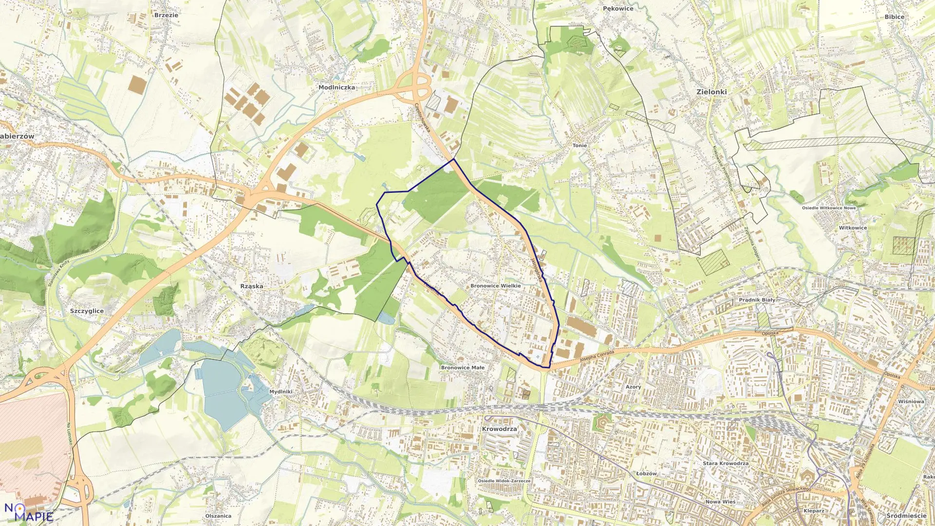 Mapa obrębu K-34 w mieście Kraków