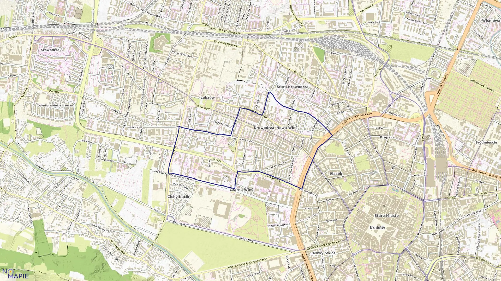 Mapa obrębu K-4 w mieście Kraków