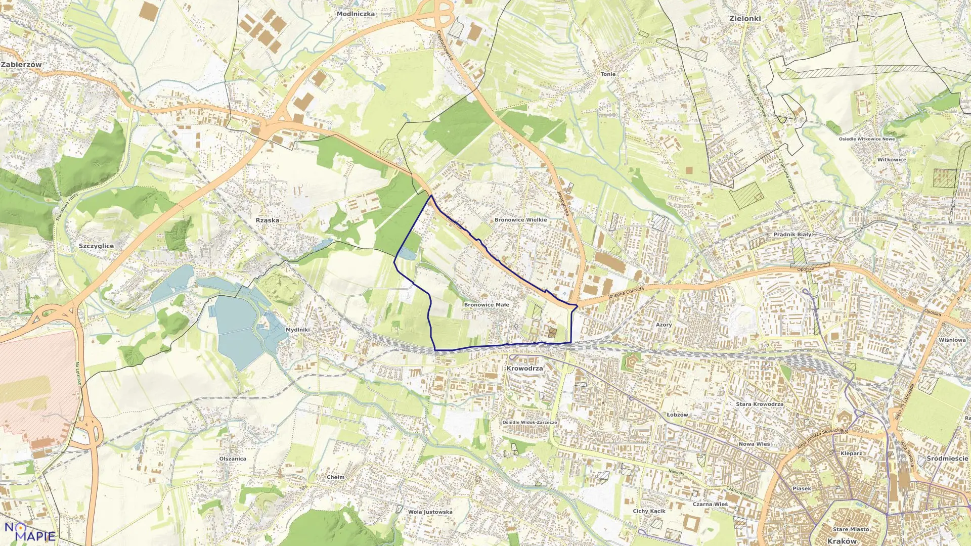 Mapa obrębu K-40 w mieście Kraków