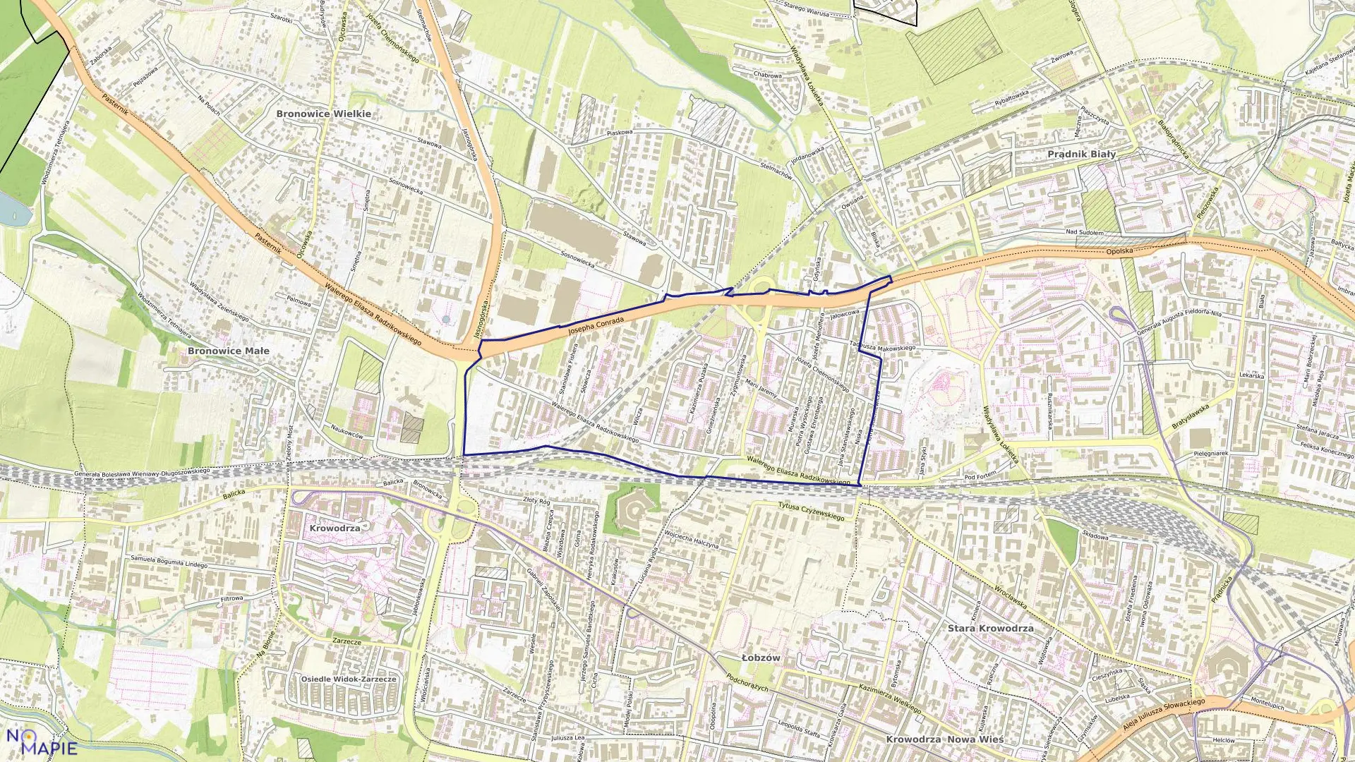 Mapa obrębu K-41 w mieście Kraków