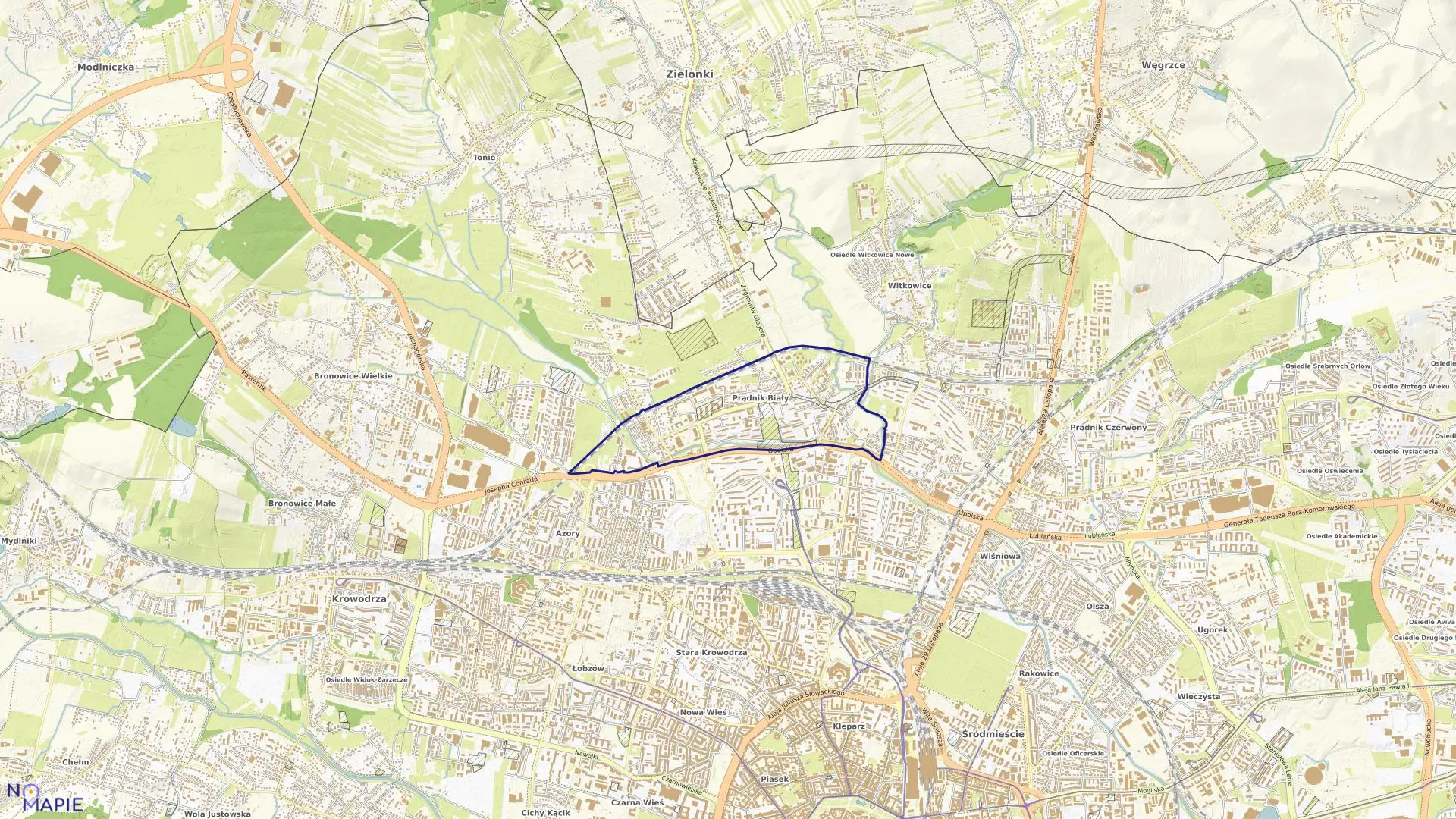 Mapa obrębu K-42 w mieście Kraków