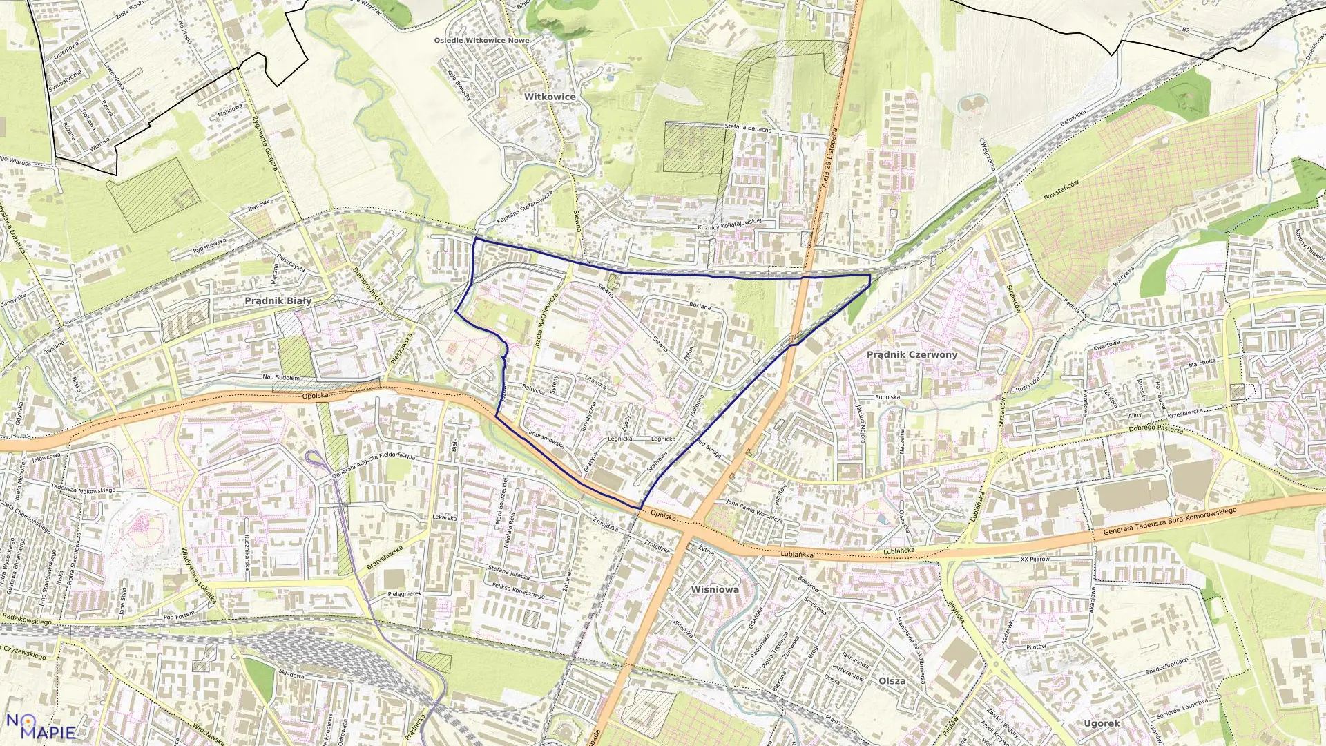 Mapa obrębu K-43 w mieście Kraków