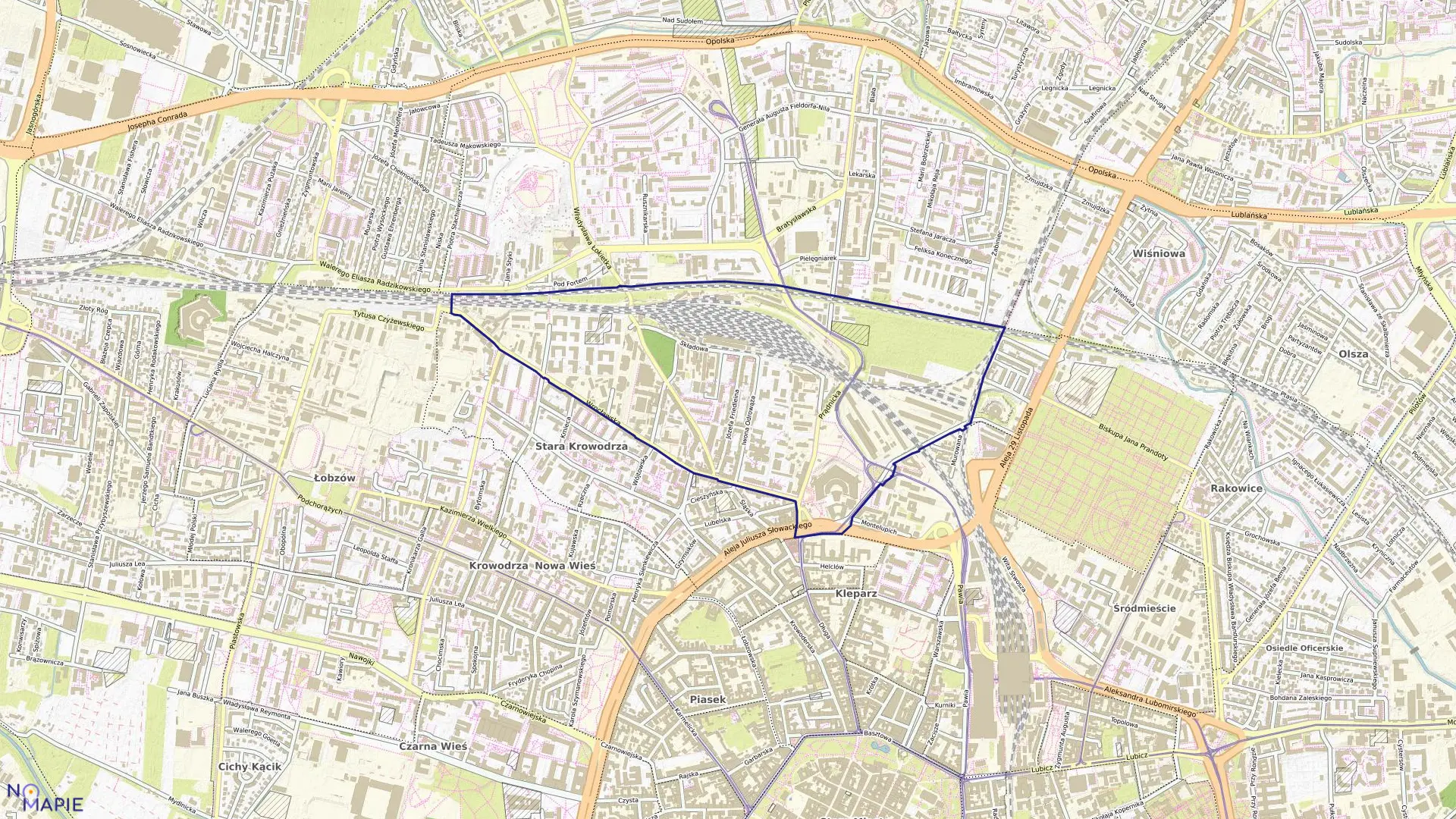 Mapa obrębu K-45 w mieście Kraków