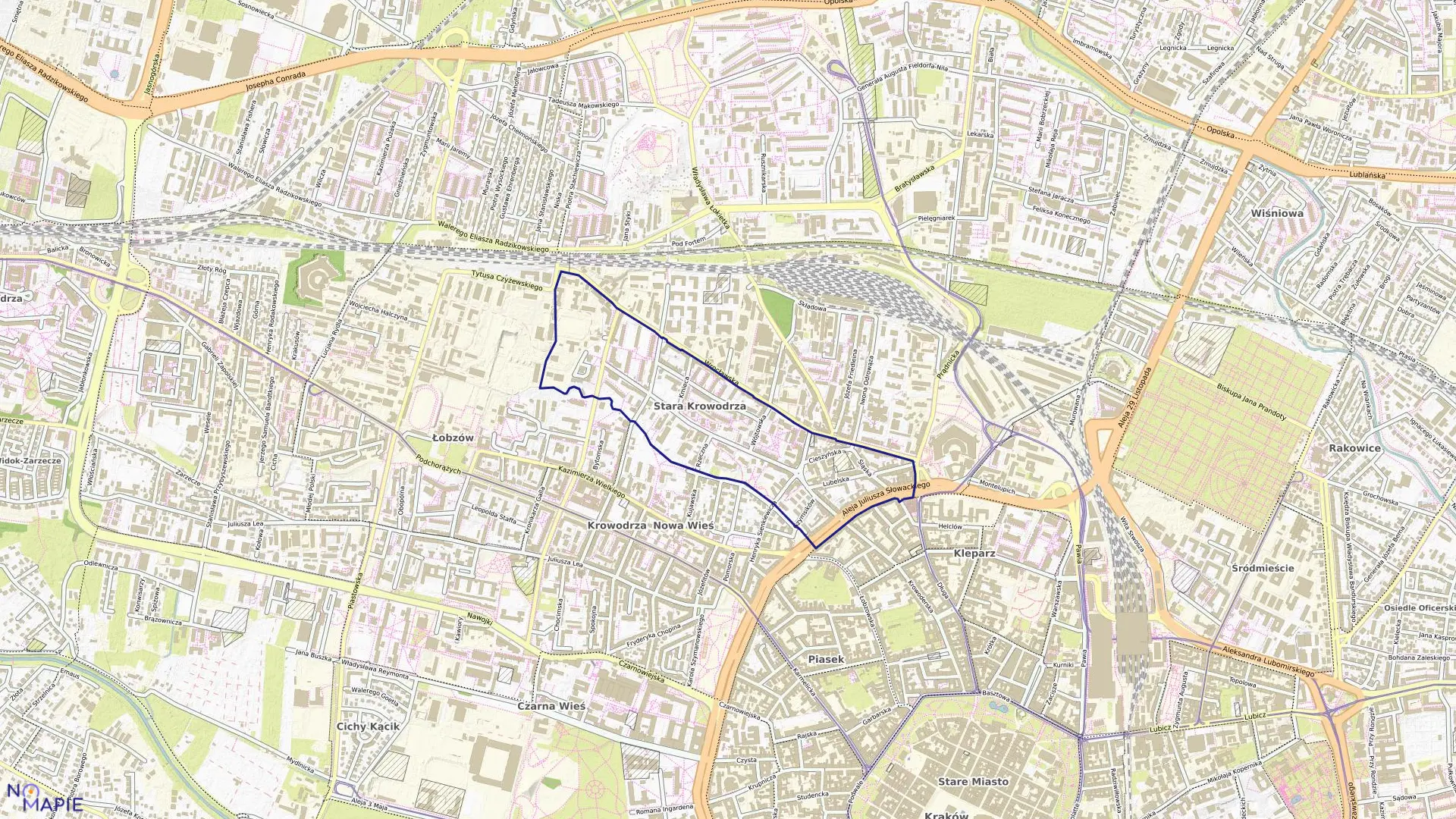 Mapa obrębu K-46 w mieście Kraków