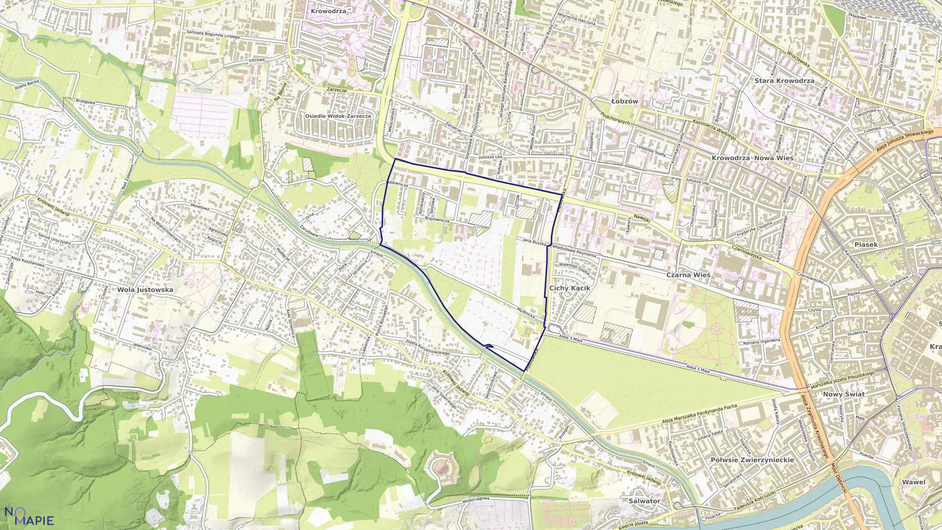 Mapa obrębu K-5 w mieście Kraków