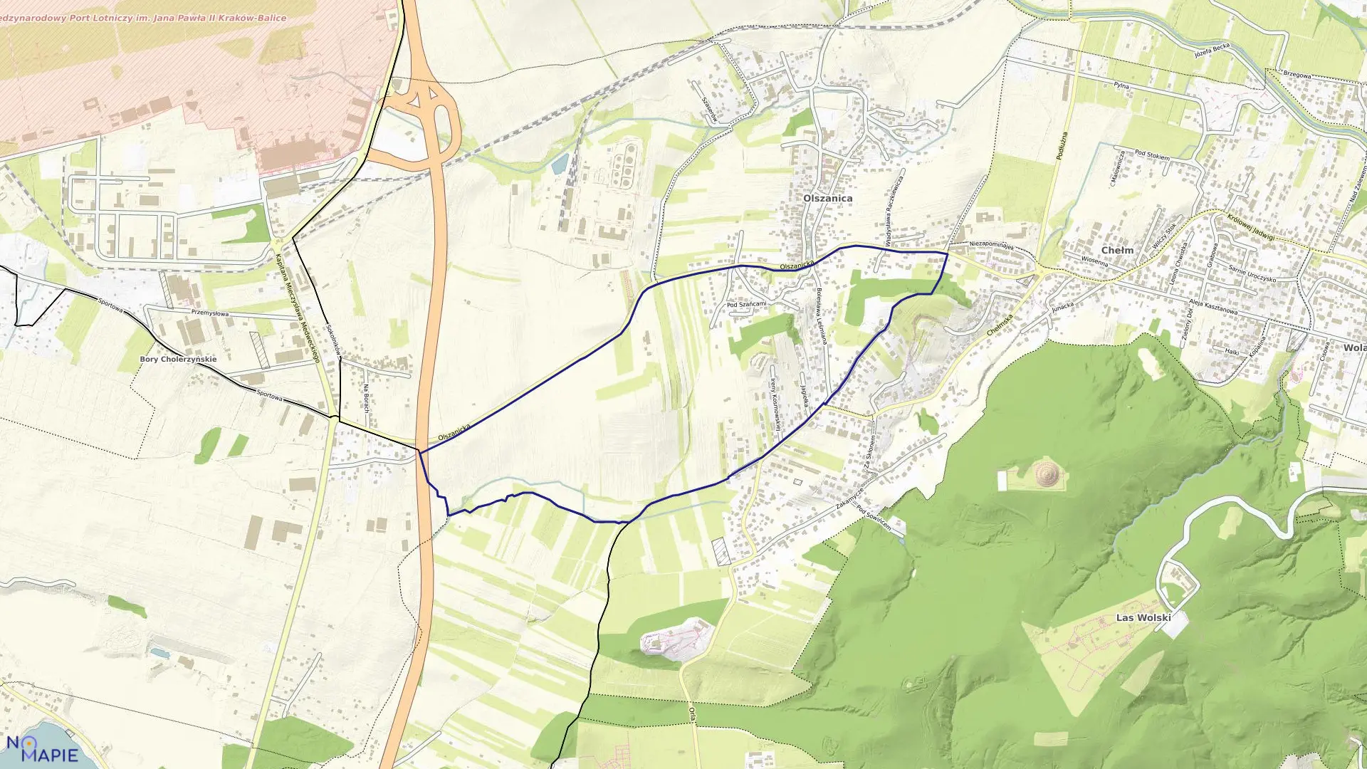 Mapa obrębu K-52 w mieście Kraków