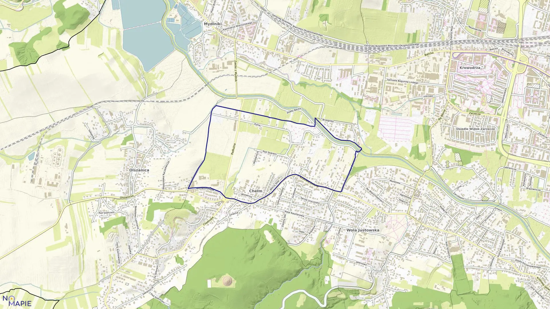 Mapa obrębu K-7 w mieście Kraków