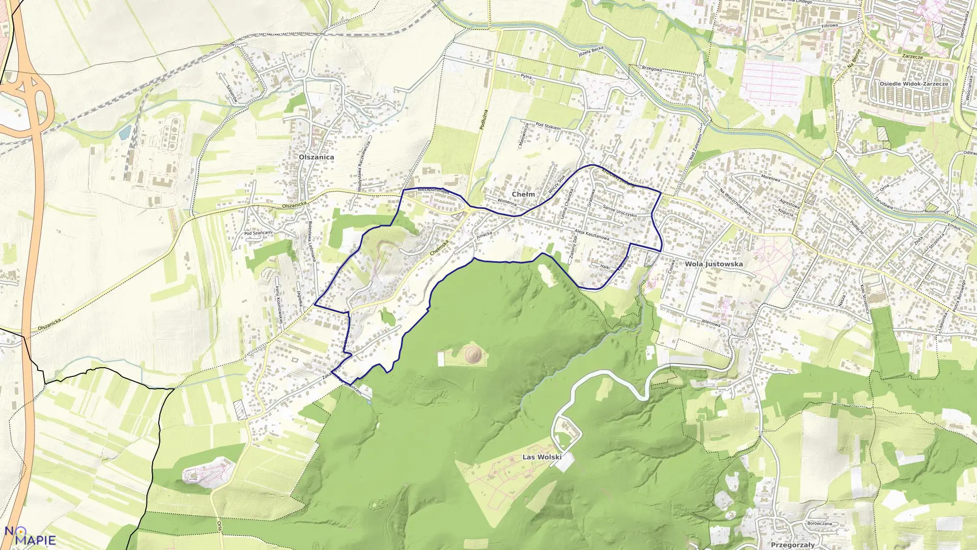 Mapa obrębu K-8 w mieście Kraków