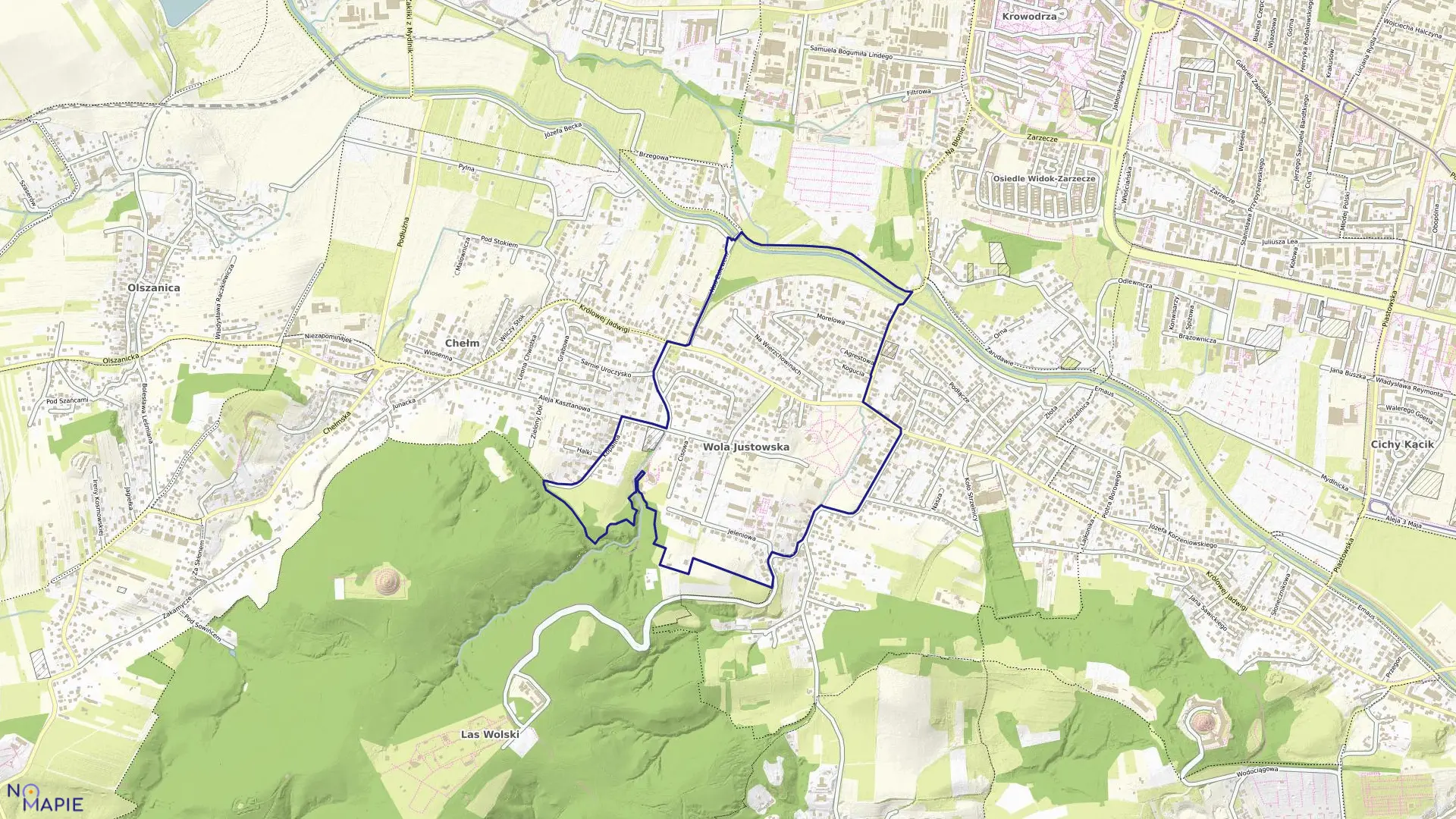 Mapa obrębu K-9 w mieście Kraków