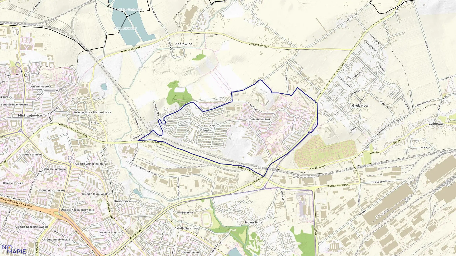 Mapa obrębu NH-10 w mieście Kraków