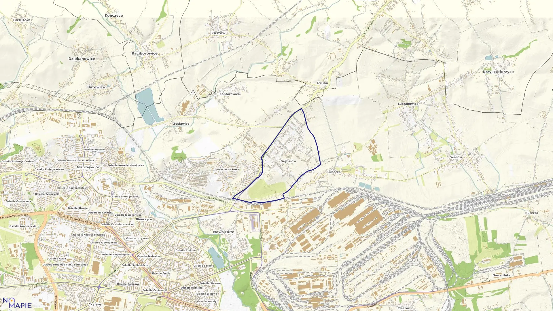 Mapa obrębu NH-11 w mieście Kraków