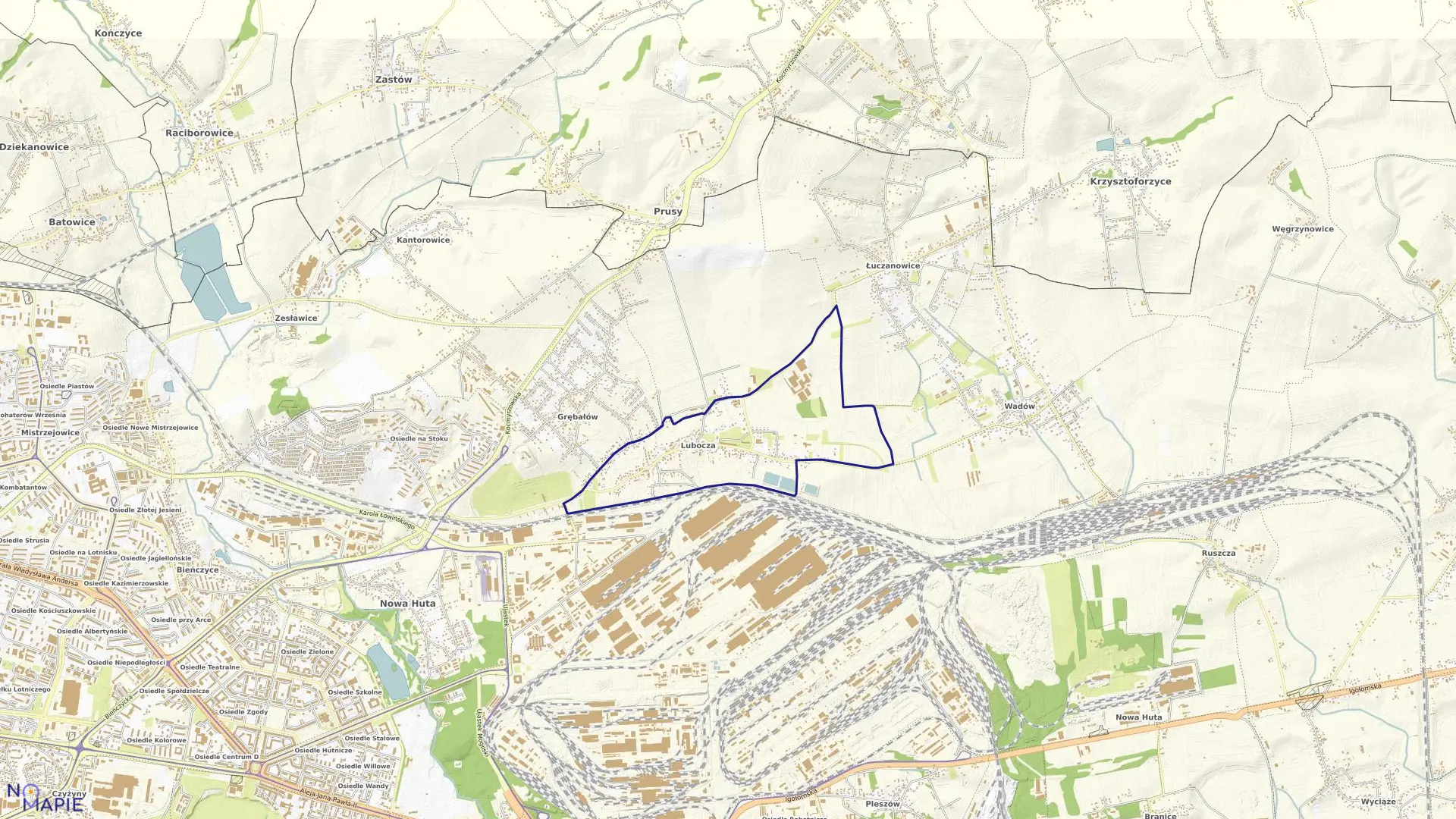 Mapa obrębu NH-12 w mieście Kraków