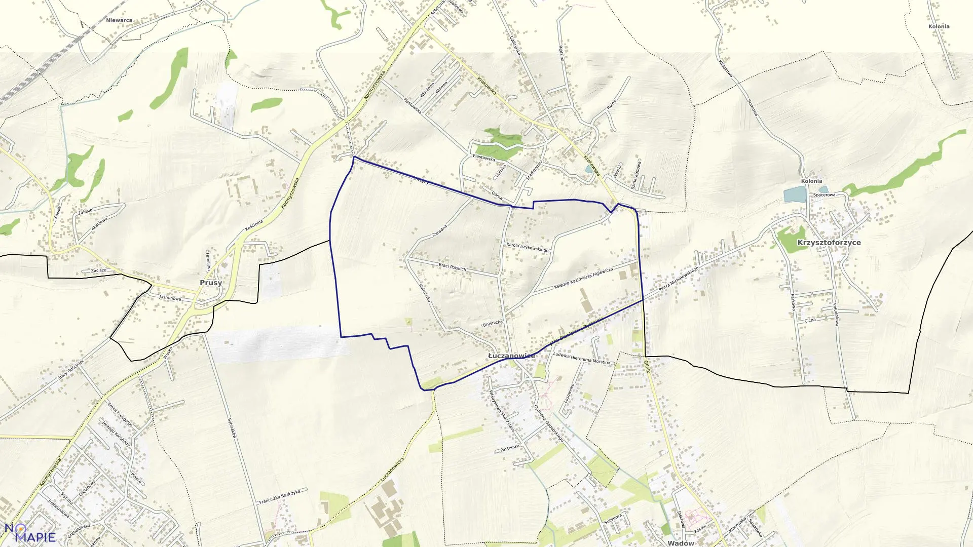 Mapa obrębu NH-14 w mieście Kraków