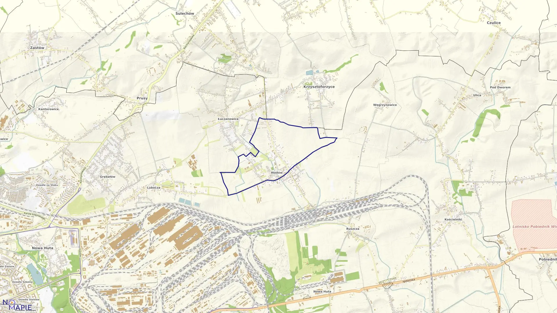 Mapa obrębu NH-16 w mieście Kraków