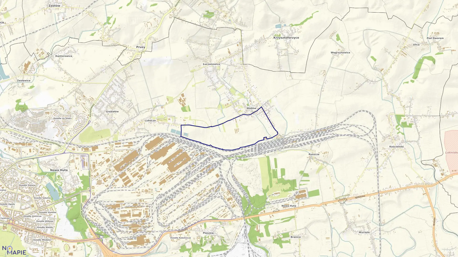 Mapa obrębu NH-17 w mieście Kraków