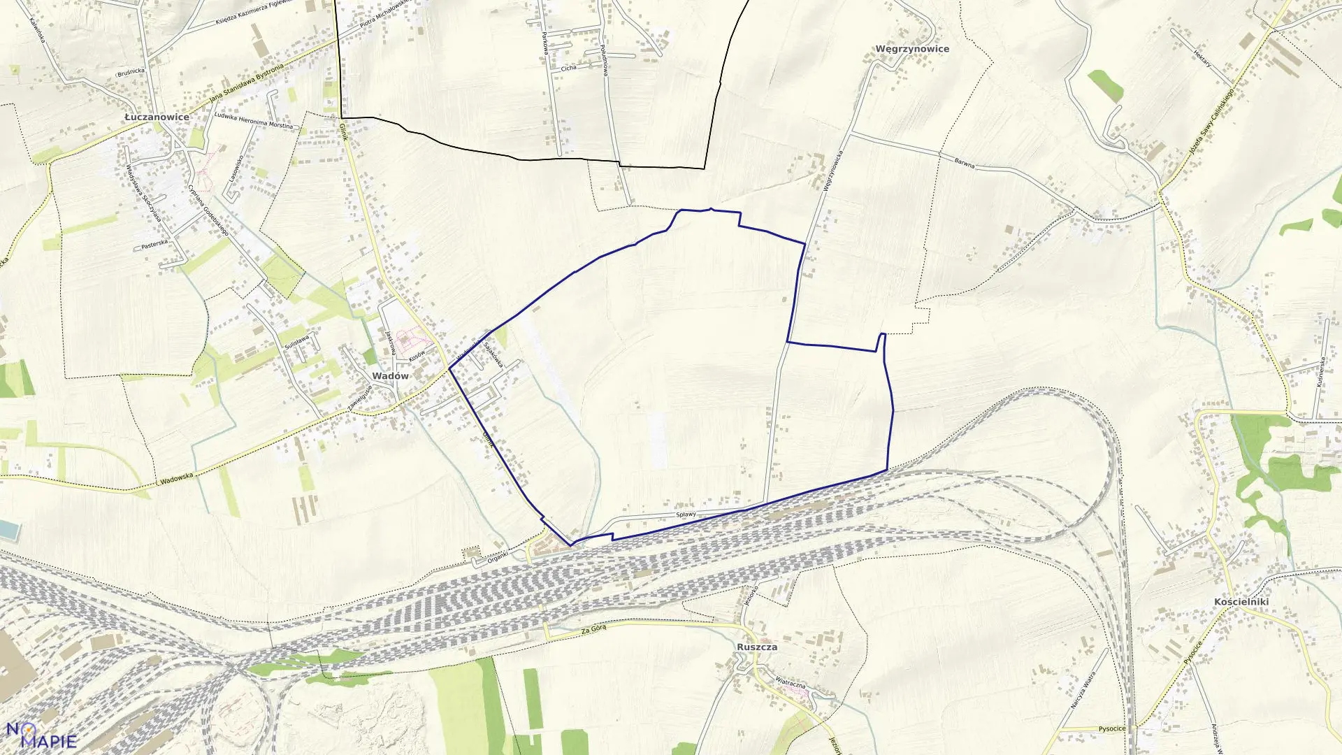 Mapa obrębu NH-18 w mieście Kraków