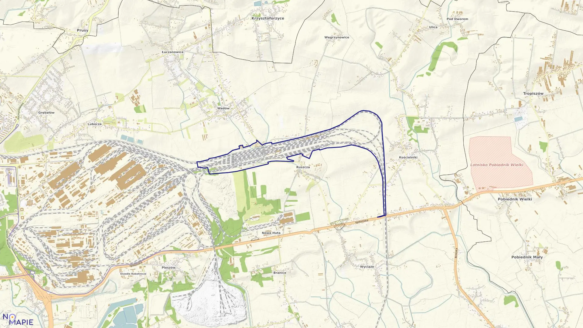 Mapa obrębu NH-19 w mieście Kraków