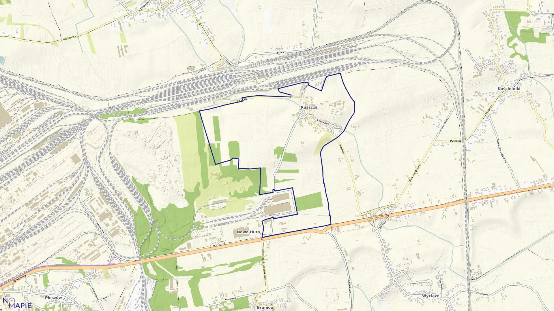 Mapa obrębu NH-21 w mieście Kraków