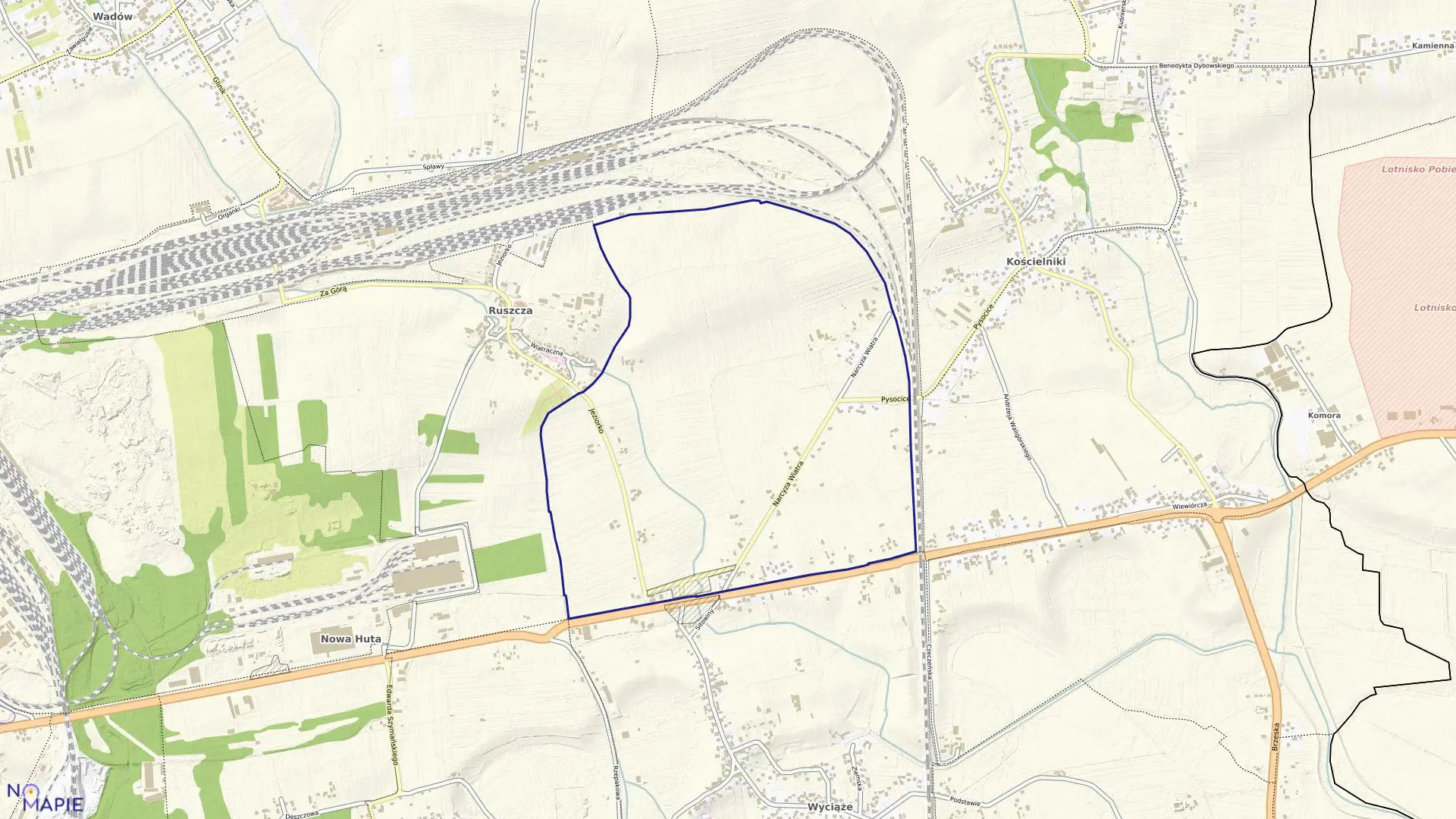 Mapa obrębu NH-22 w mieście Kraków