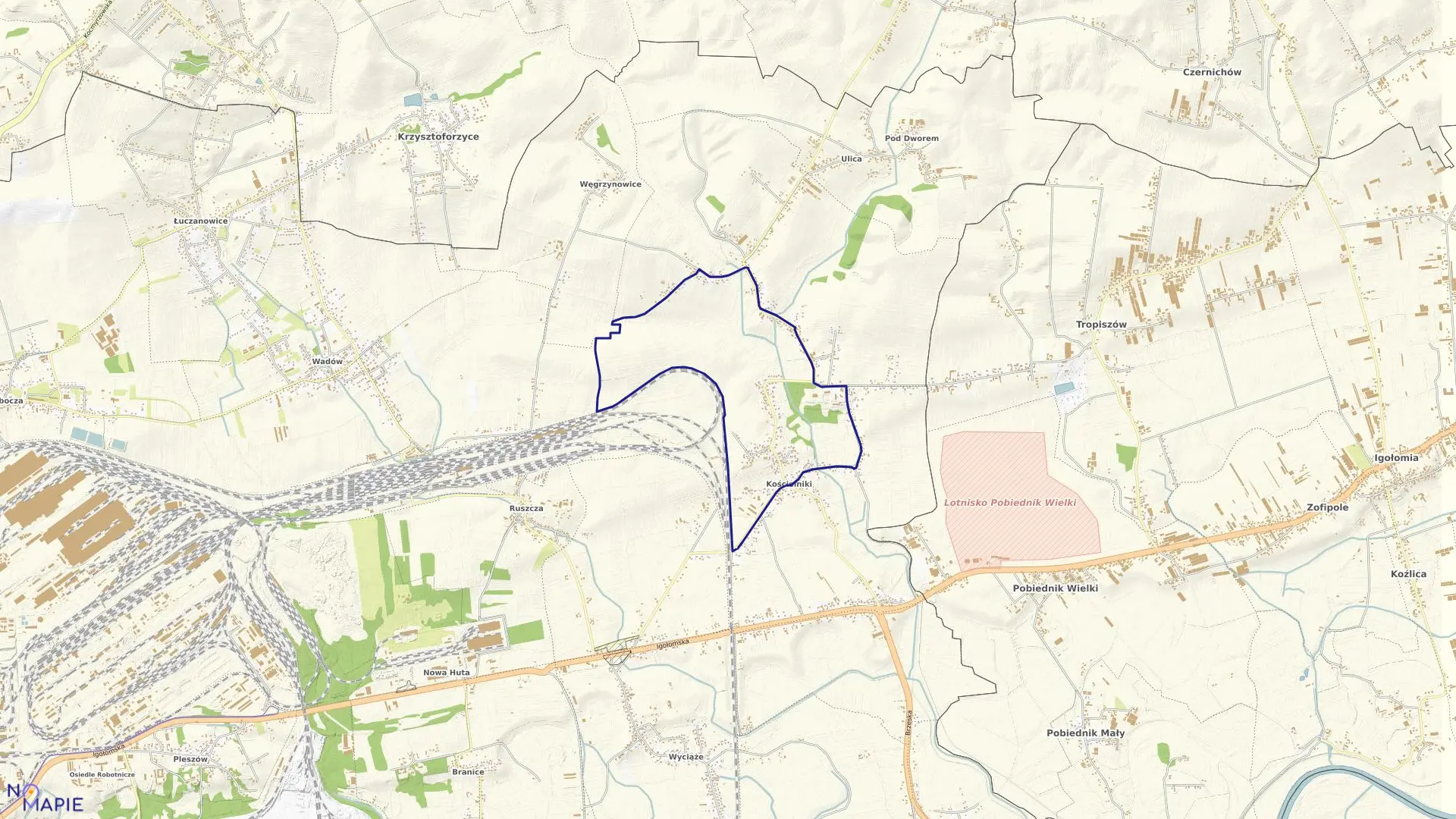 Mapa obrębu NH-23 w mieście Kraków