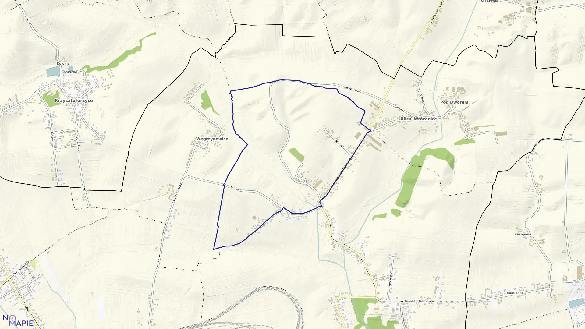 Mapa obrębu NH-24 w mieście Kraków