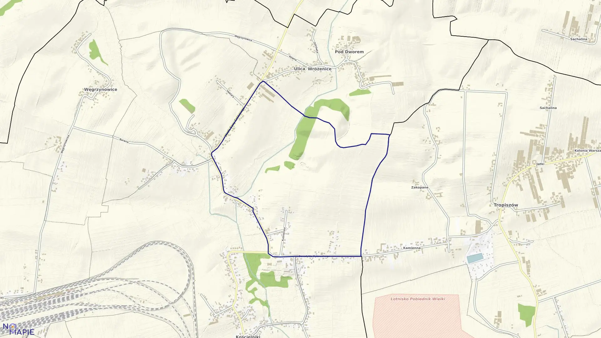 Mapa obrębu NH-25 w mieście Kraków