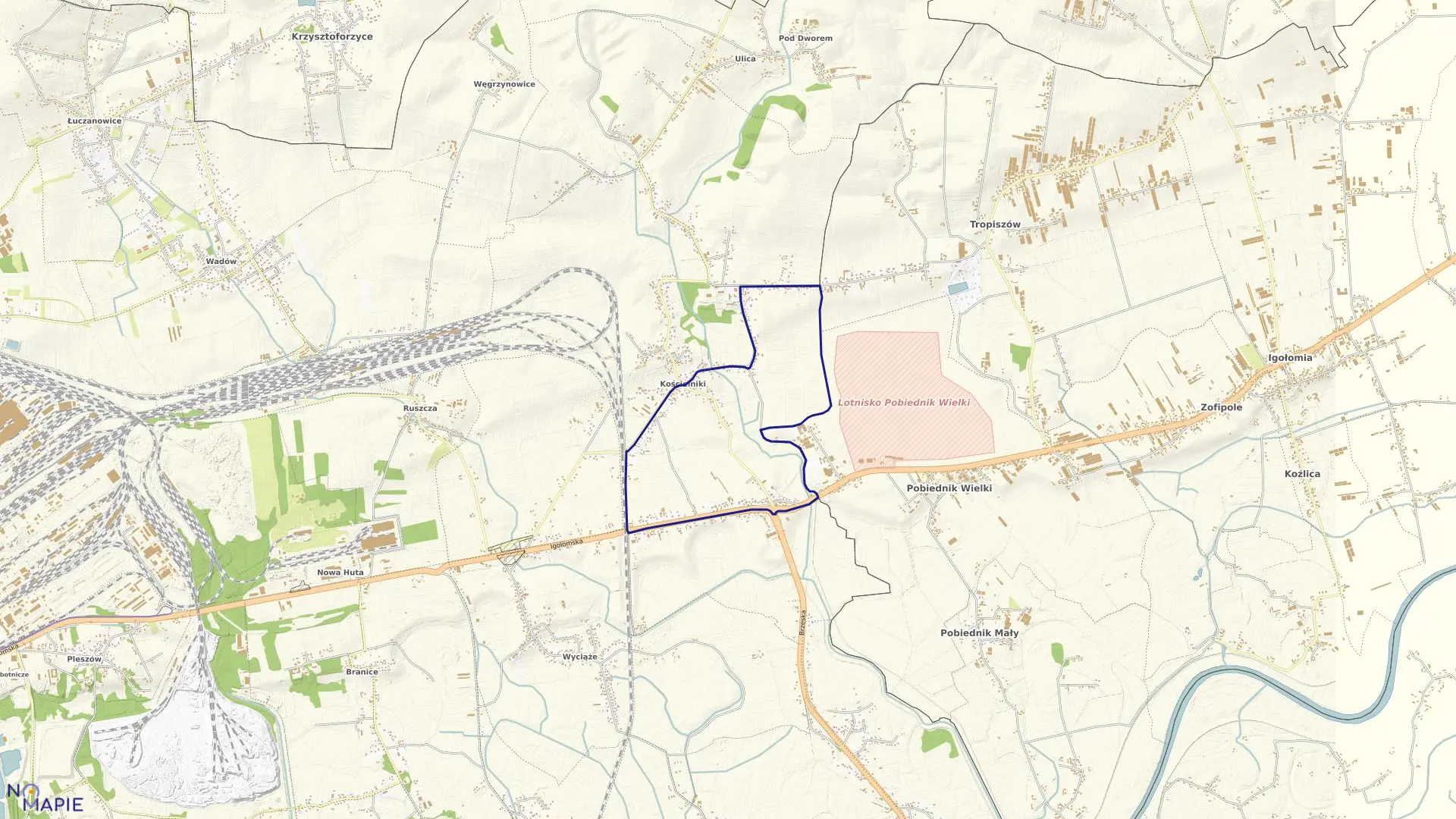 Mapa obrębu NH-26 w mieście Kraków