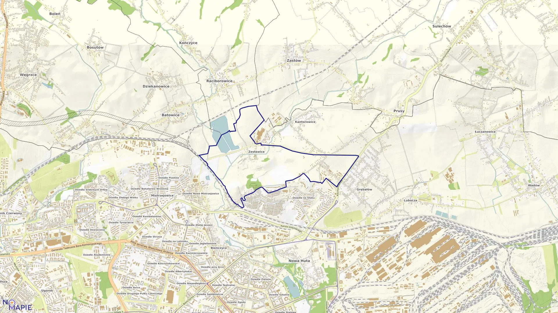 Mapa obrębu NH-3 w mieście Kraków