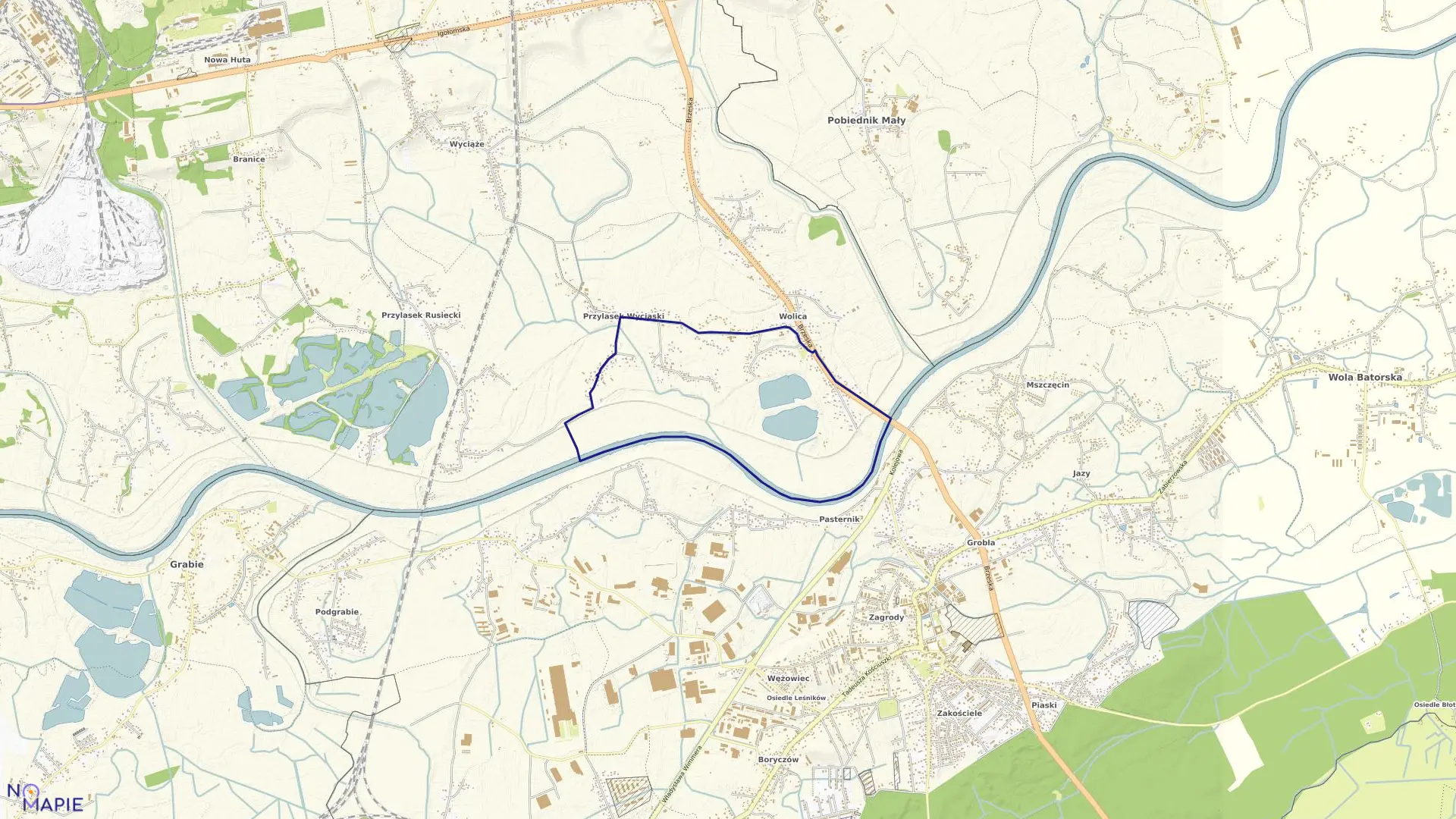 Mapa obrębu NH-31 w mieście Kraków