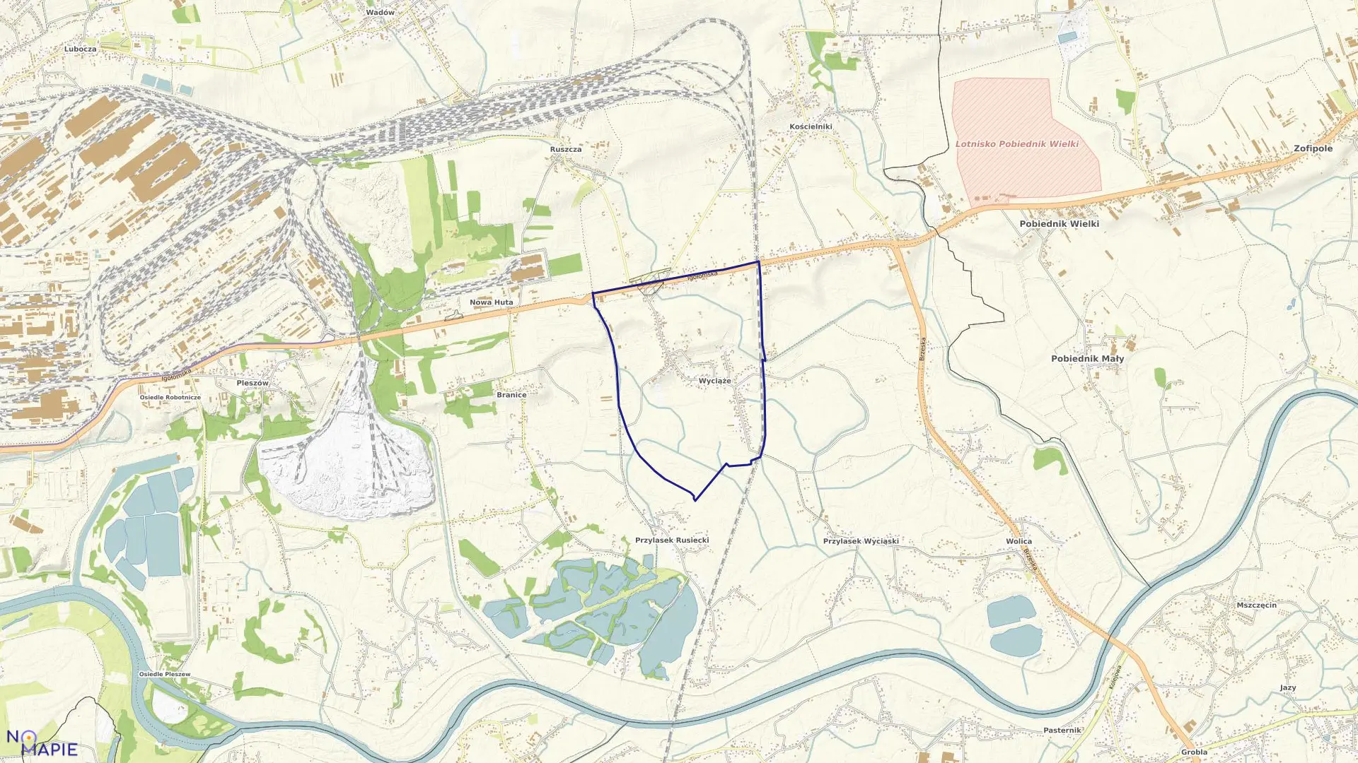 Mapa obrębu NH-33 w mieście Kraków