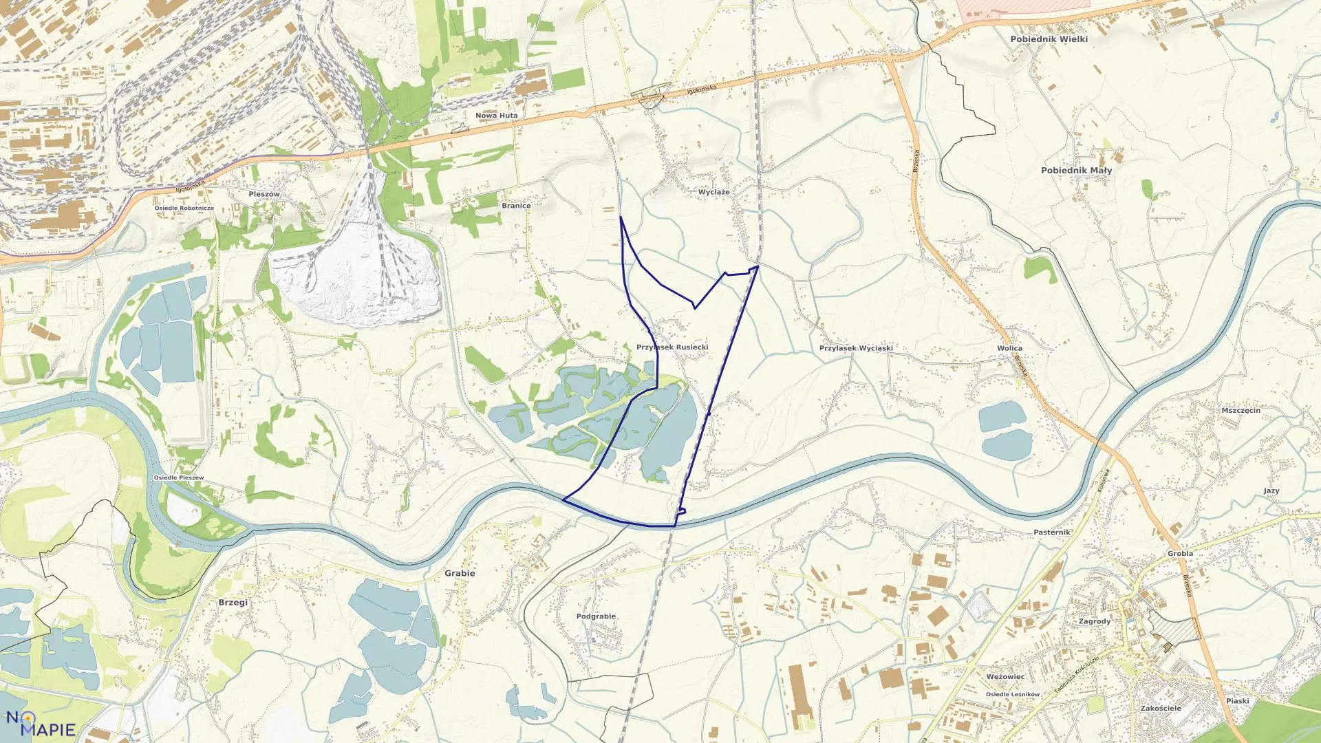 Mapa obrębu NH-34 w mieście Kraków